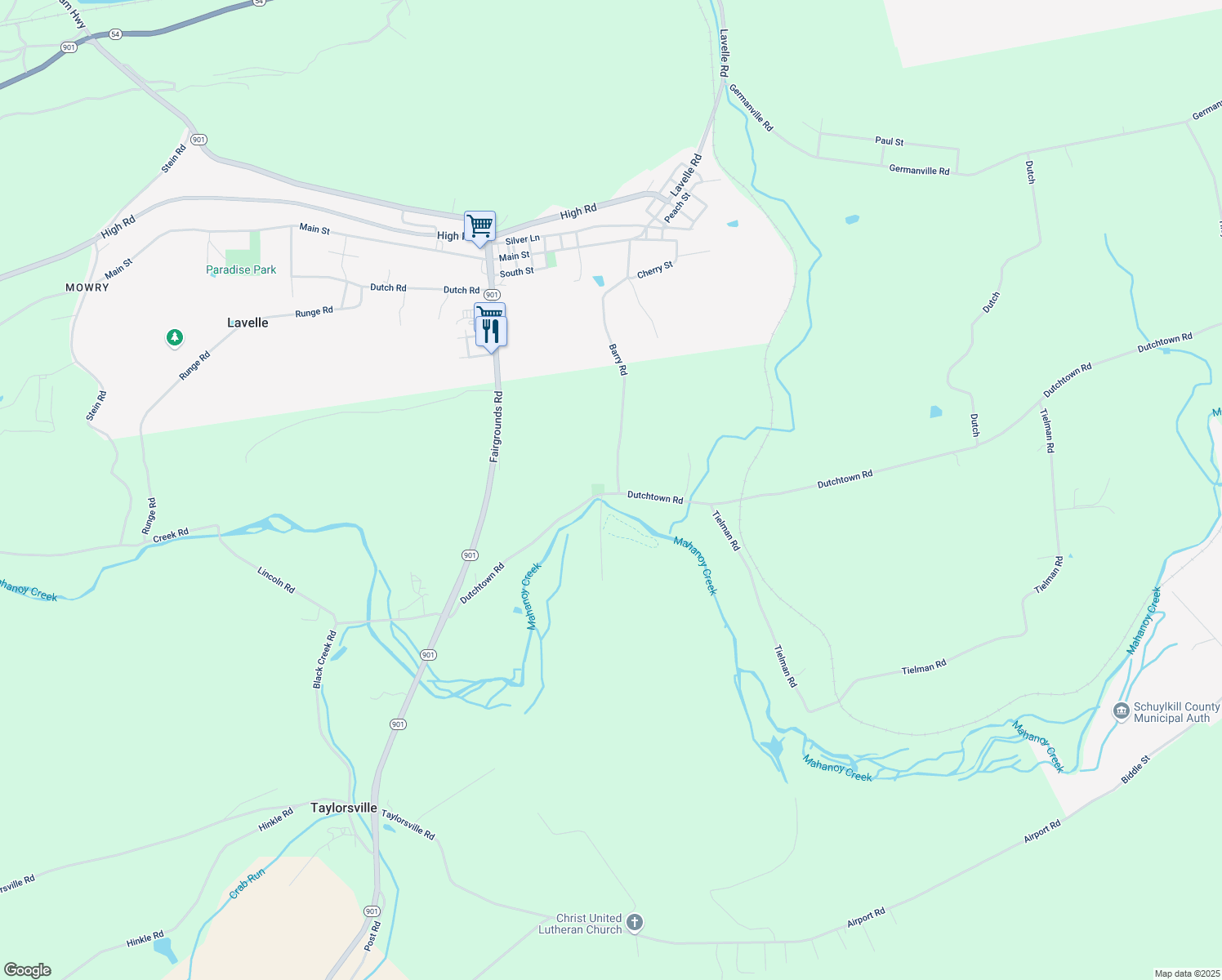 map of restaurants, bars, coffee shops, grocery stores, and more near 111 Dutchtown Road in Ashland