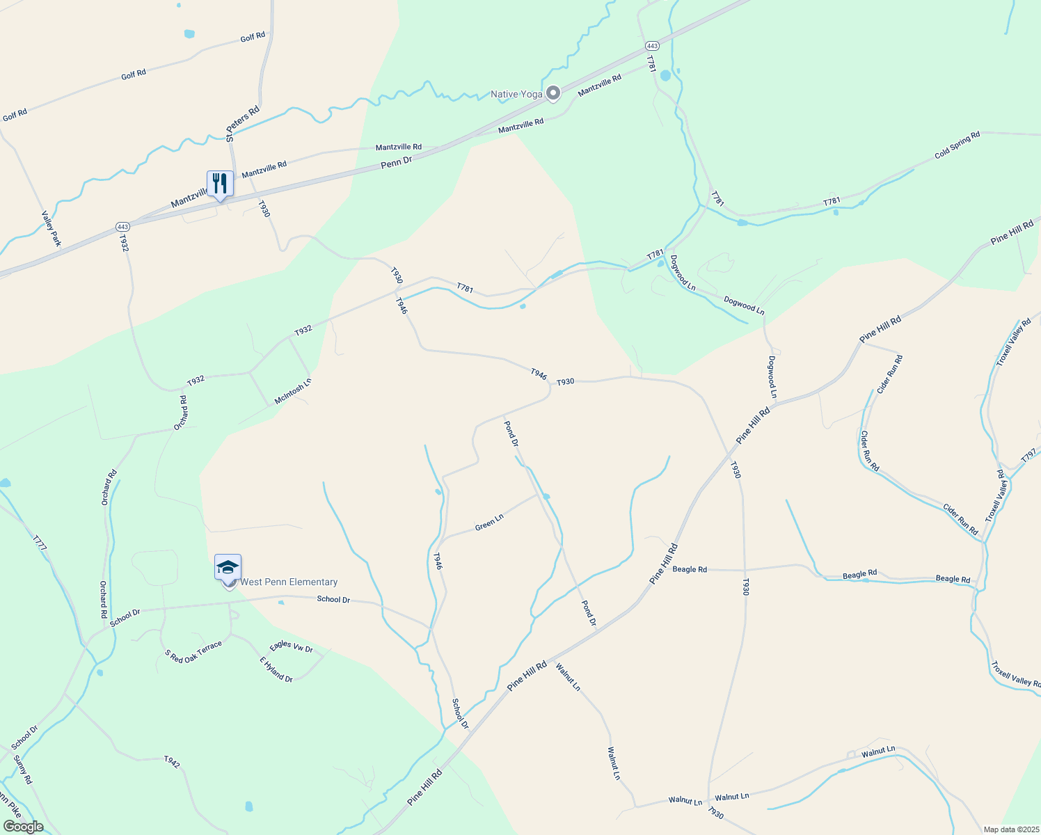 map of restaurants, bars, coffee shops, grocery stores, and more near 299 Snowdrift Road in Andreas