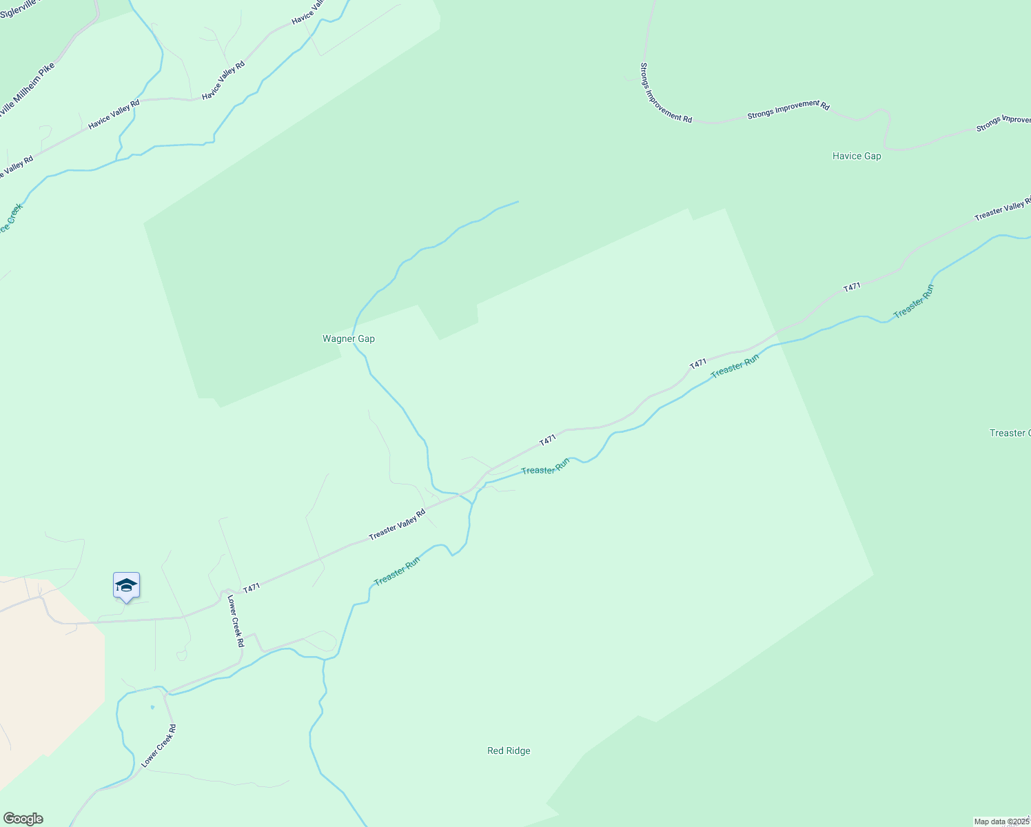 map of restaurants, bars, coffee shops, grocery stores, and more near 1281 Treaster Valley Road in Milroy