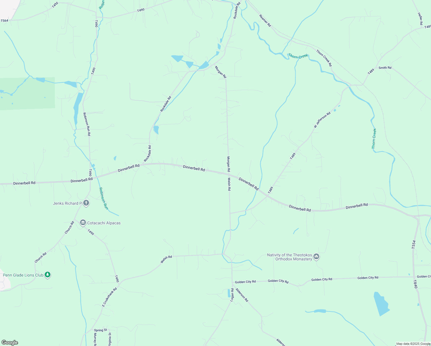 map of restaurants, bars, coffee shops, grocery stores, and more near 368 Dinnerbell Road in Butler