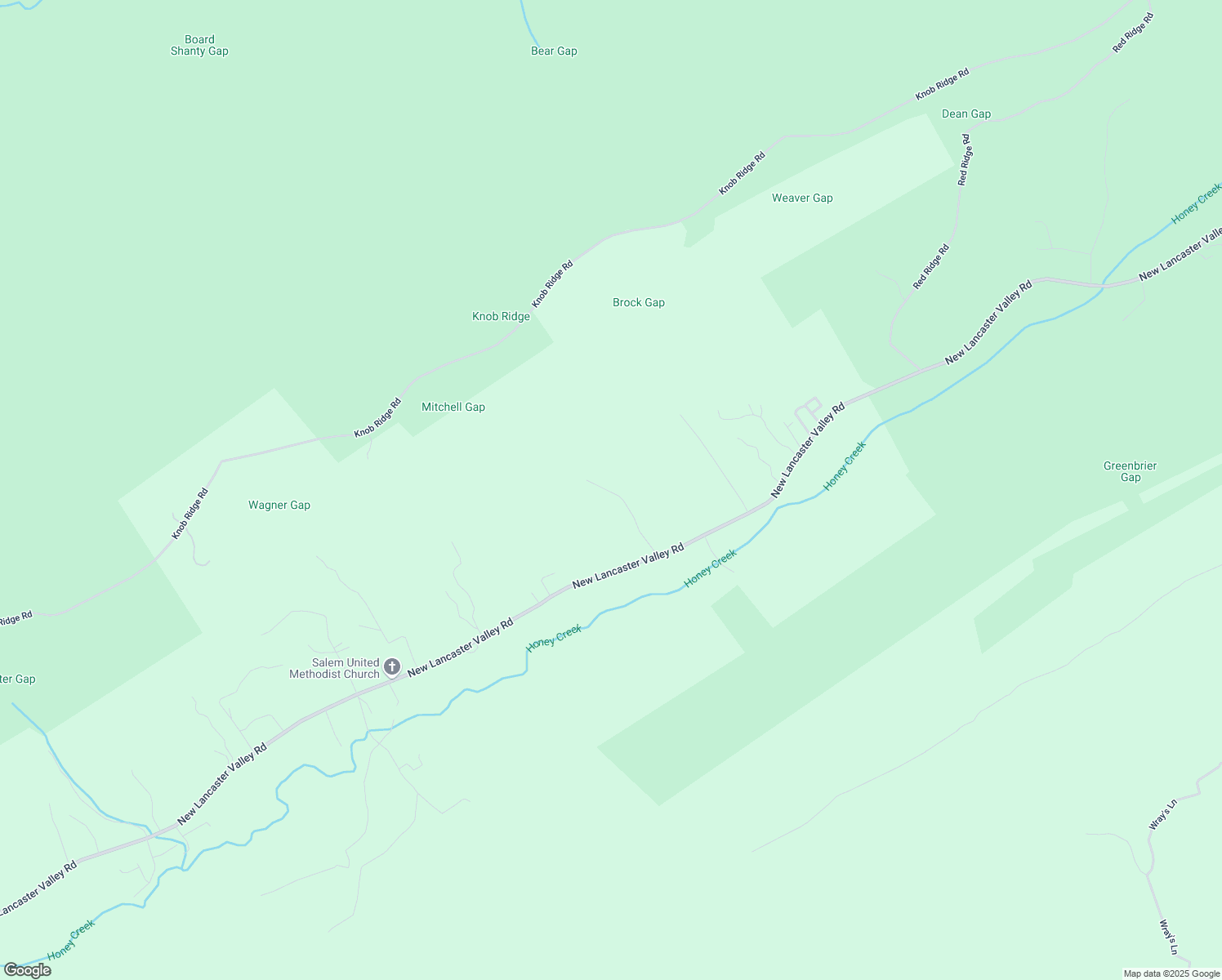 map of restaurants, bars, coffee shops, grocery stores, and more near 3895 New Lancaster Valley Road in Milroy