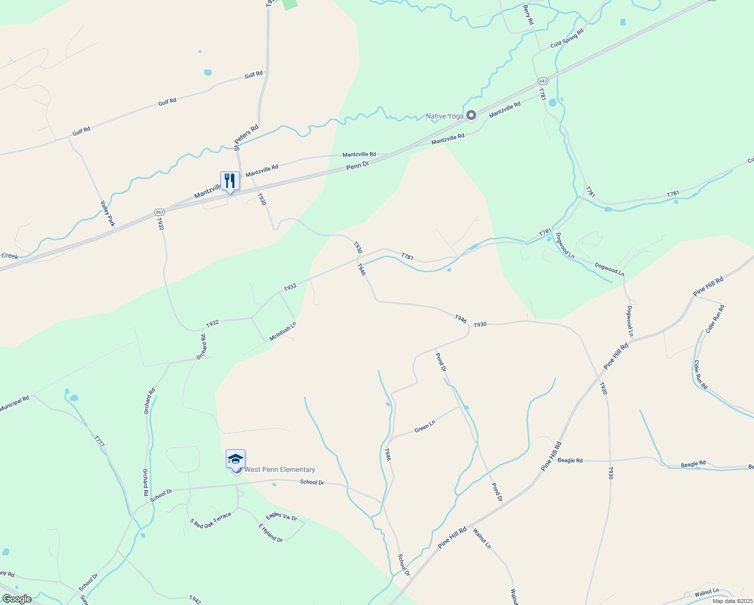 map of restaurants, bars, coffee shops, grocery stores, and more near 246 Snowdrift Road in Andreas
