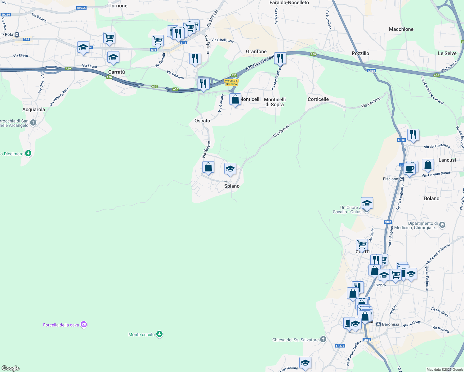 map of restaurants, bars, coffee shops, grocery stores, and more near 22 Via Casa Papa in Penta
