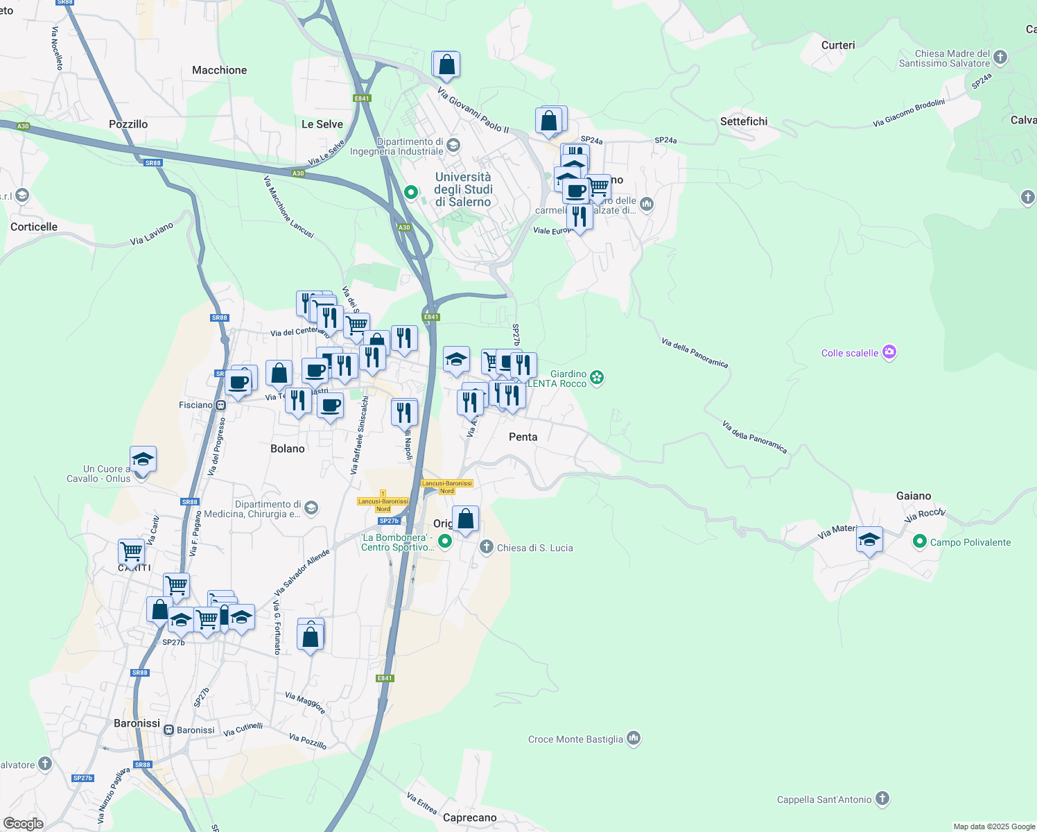 map of restaurants, bars, coffee shops, grocery stores, and more near 6B Via Casa Gaiano in Penta