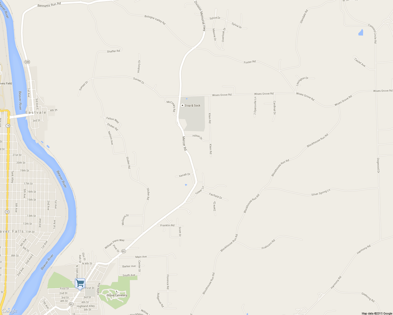 map of restaurants, bars, coffee shops, grocery stores, and more near 2258 Mercer Road in New Brighton