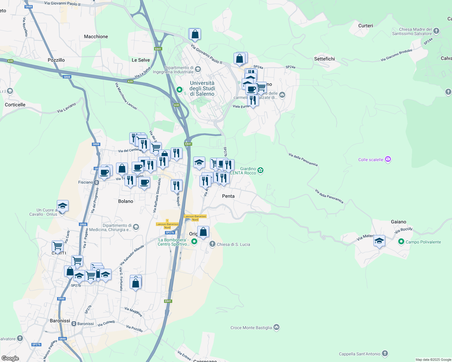 map of restaurants, bars, coffee shops, grocery stores, and more near 6B Via Casa Gaiano in Penta