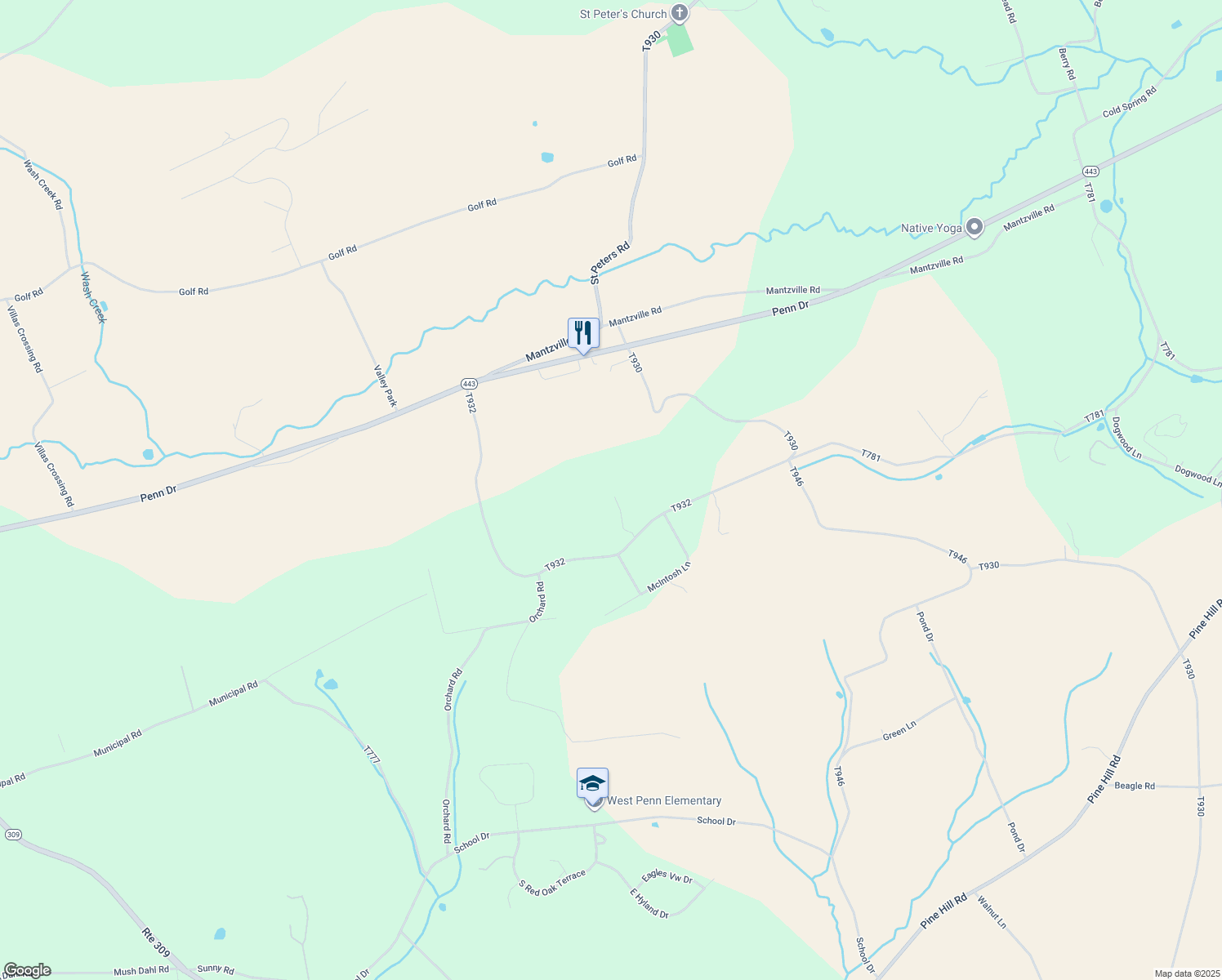 map of restaurants, bars, coffee shops, grocery stores, and more near 35 Cletrac Lane in Andreas