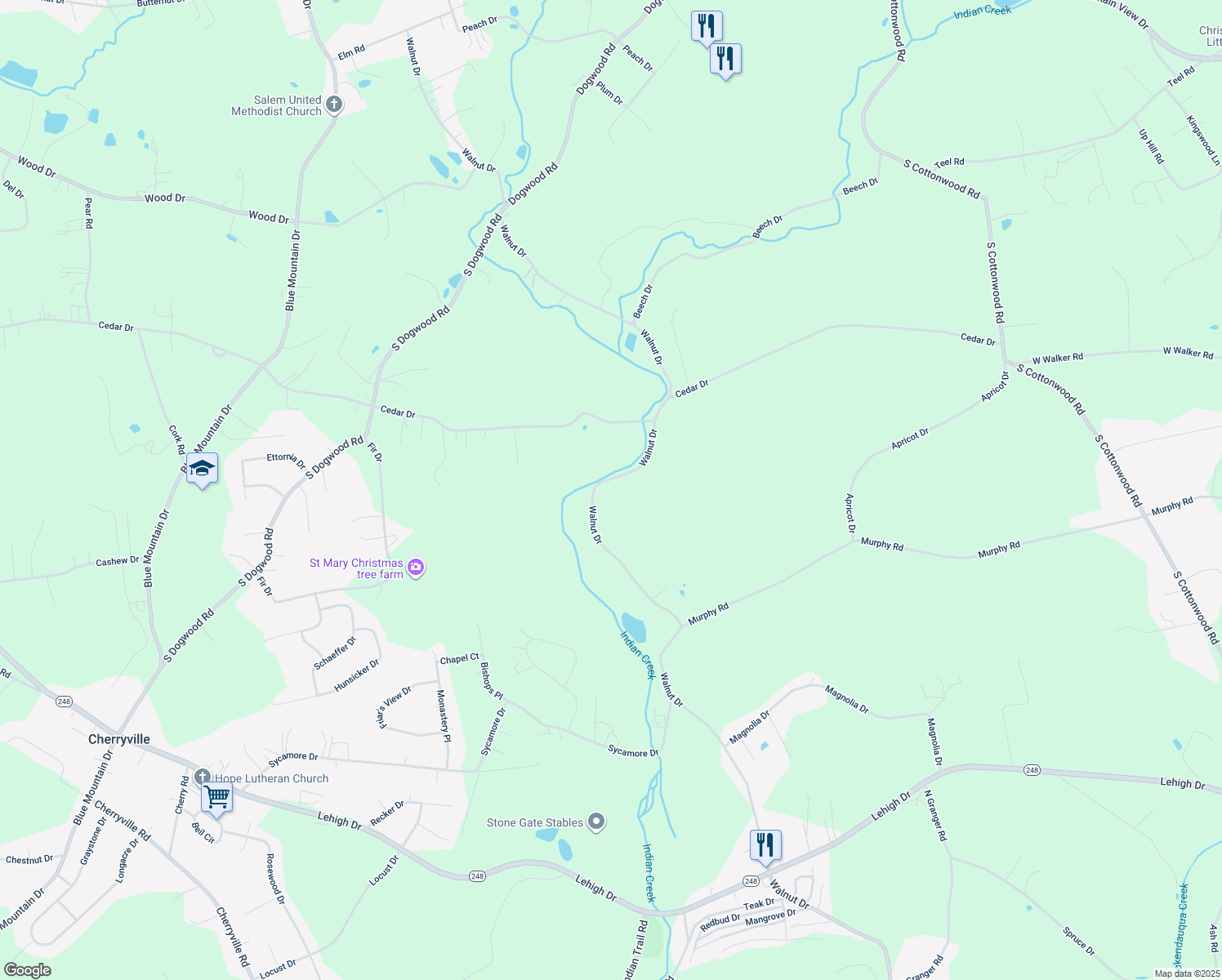 map of restaurants, bars, coffee shops, grocery stores, and more near 754 Walnut Dr in Walnutport