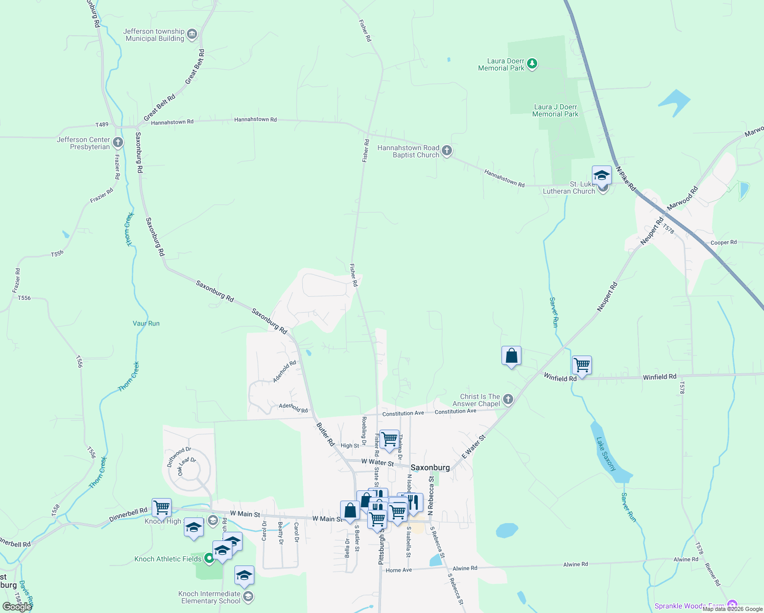map of restaurants, bars, coffee shops, grocery stores, and more near 105 Audrey Ln in Cabot