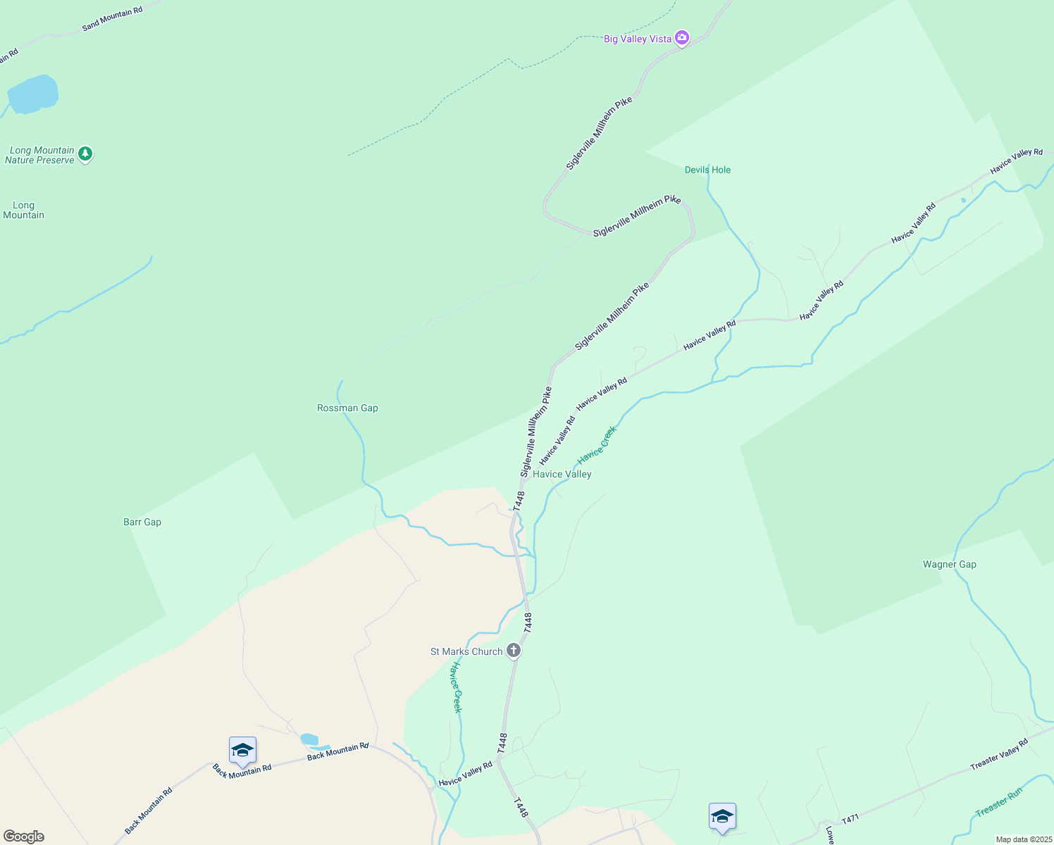 map of restaurants, bars, coffee shops, grocery stores, and more near 105 Siglerville Millheim Pike in Spring Mills