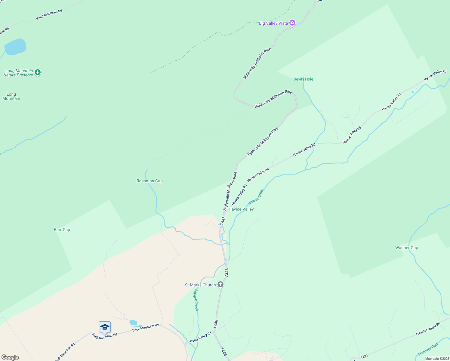 map of restaurants, bars, coffee shops, grocery stores, and more near 121 Siglerville Millheim Pike in Spring Mills