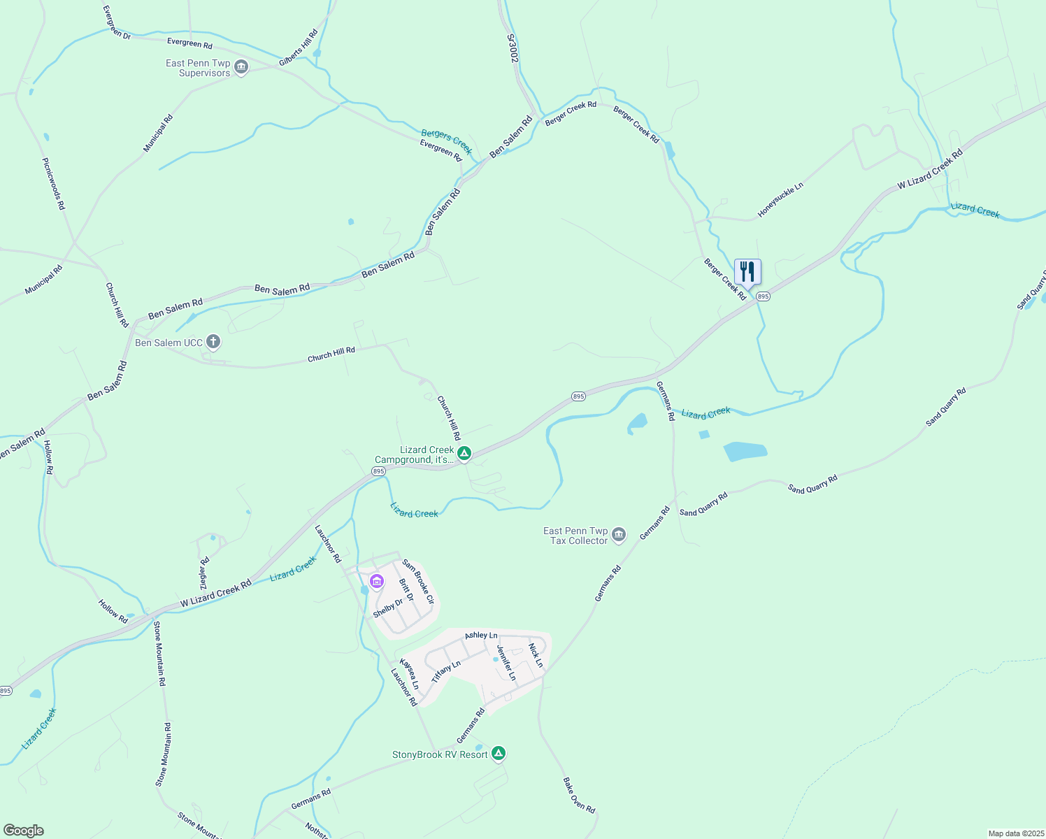 map of restaurants, bars, coffee shops, grocery stores, and more near 2268 West Lizard Creek Road in Lehighton