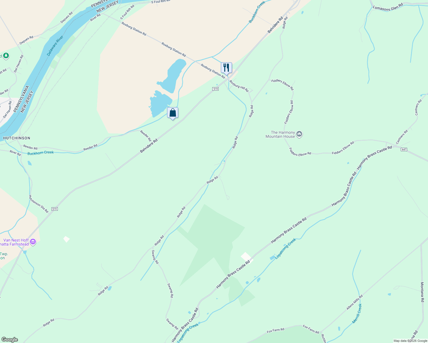 map of restaurants, bars, coffee shops, grocery stores, and more near 1151 Ridge Road in Phillipsburg