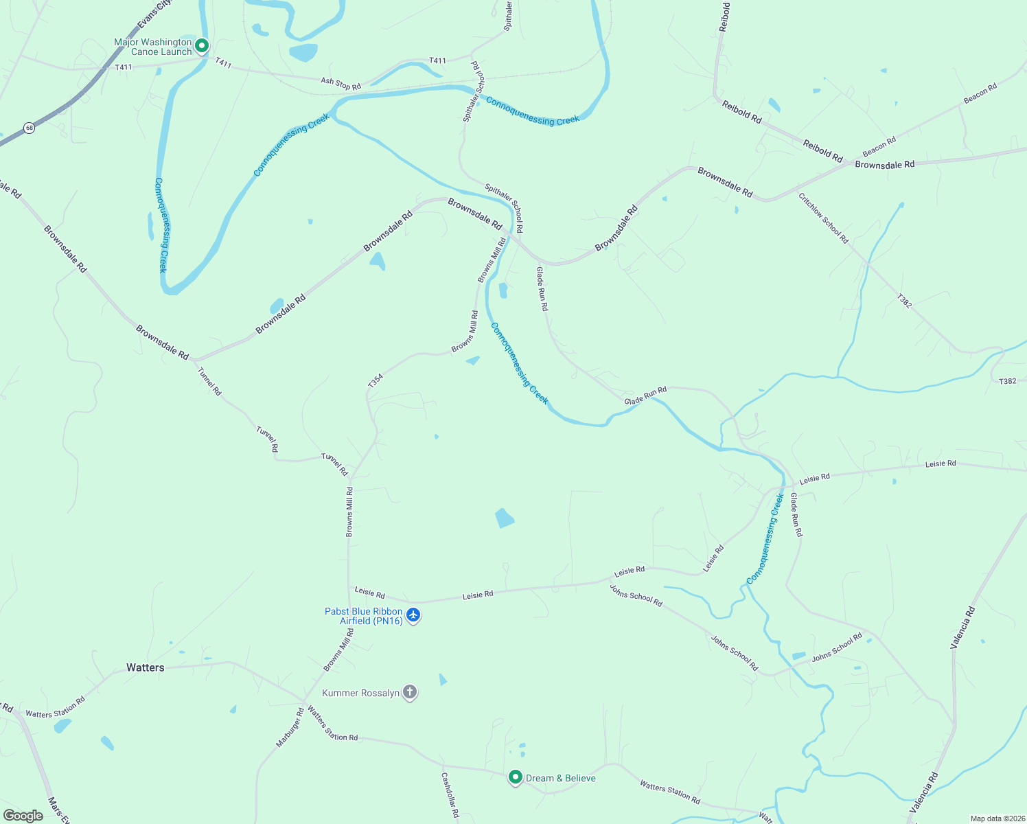 map of restaurants, bars, coffee shops, grocery stores, and more near 395 Glade Run Road in Evans City