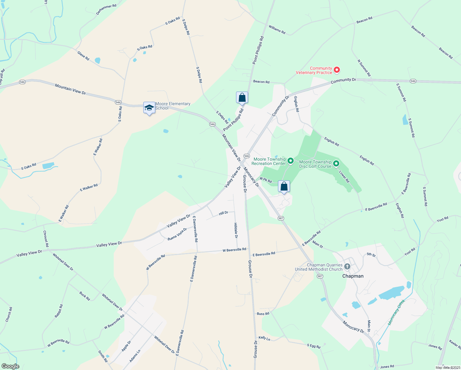 map of restaurants, bars, coffee shops, grocery stores, and more near 2741 Valley View Drive in Bath