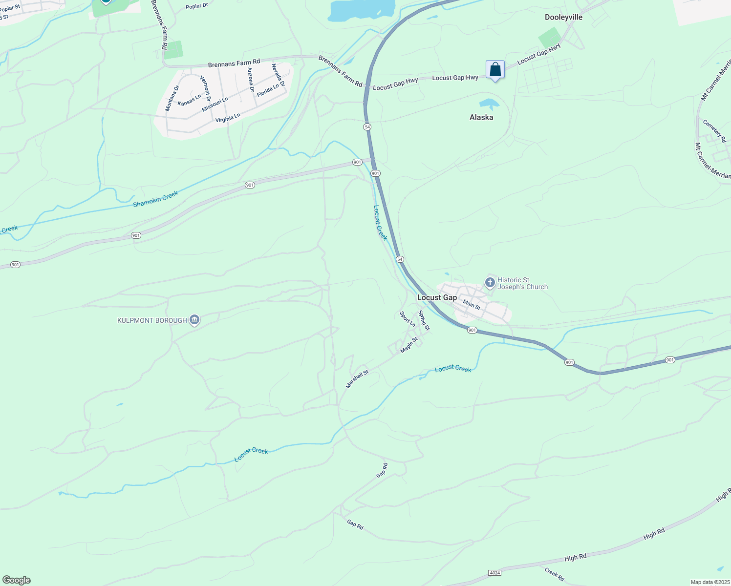 map of restaurants, bars, coffee shops, grocery stores, and more near in Locust Gap
