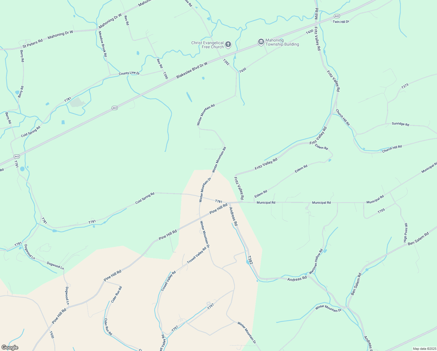 map of restaurants, bars, coffee shops, grocery stores, and more near 1083 Winter Mountain Road in Andreas