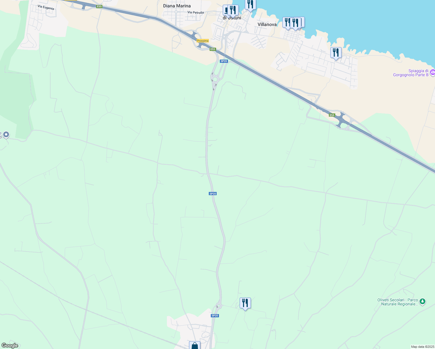 map of restaurants, bars, coffee shops, grocery stores, and more near in Province of Brindisi