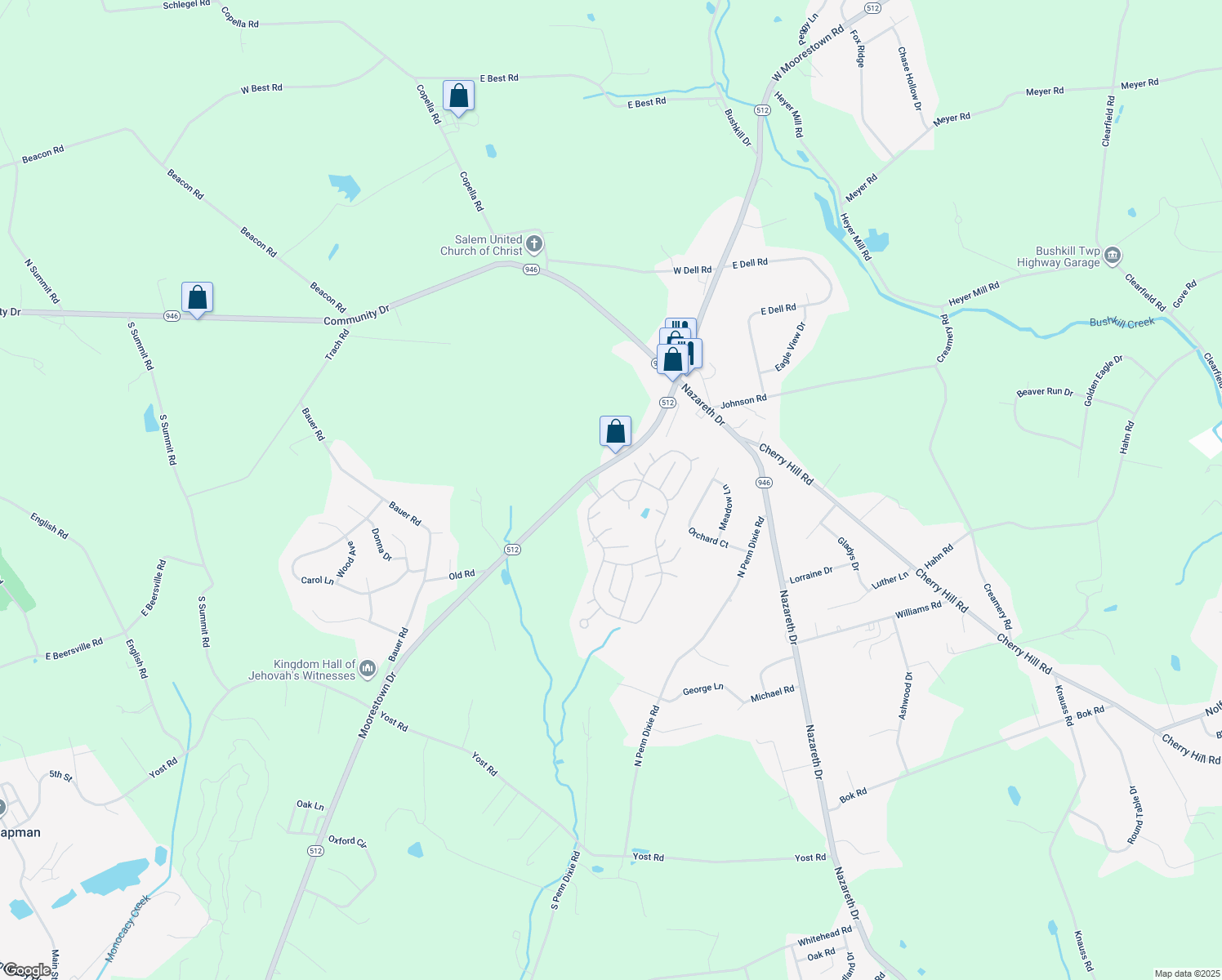 map of restaurants, bars, coffee shops, grocery stores, and more near 70 Hickory Hills Drive in Bath