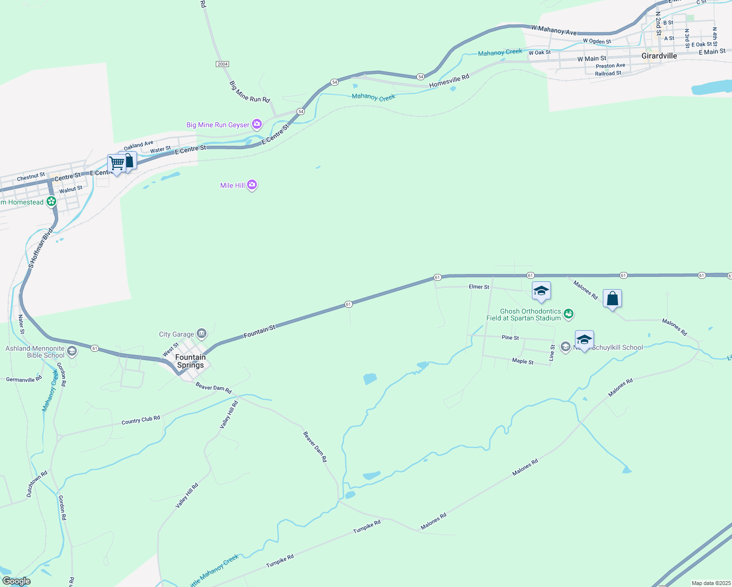 map of restaurants, bars, coffee shops, grocery stores, and more near 752 Fountain Street in Ashland
