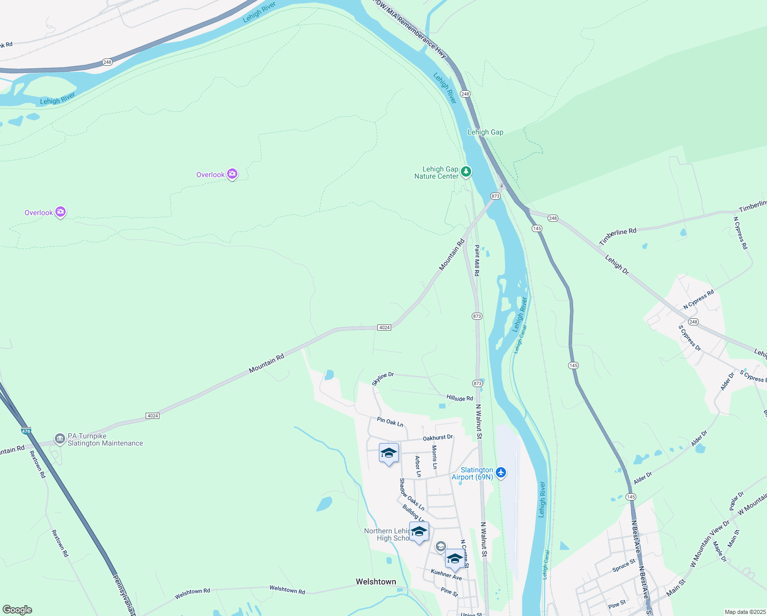 map of restaurants, bars, coffee shops, grocery stores, and more near 8747 Summit Circle in Slatington