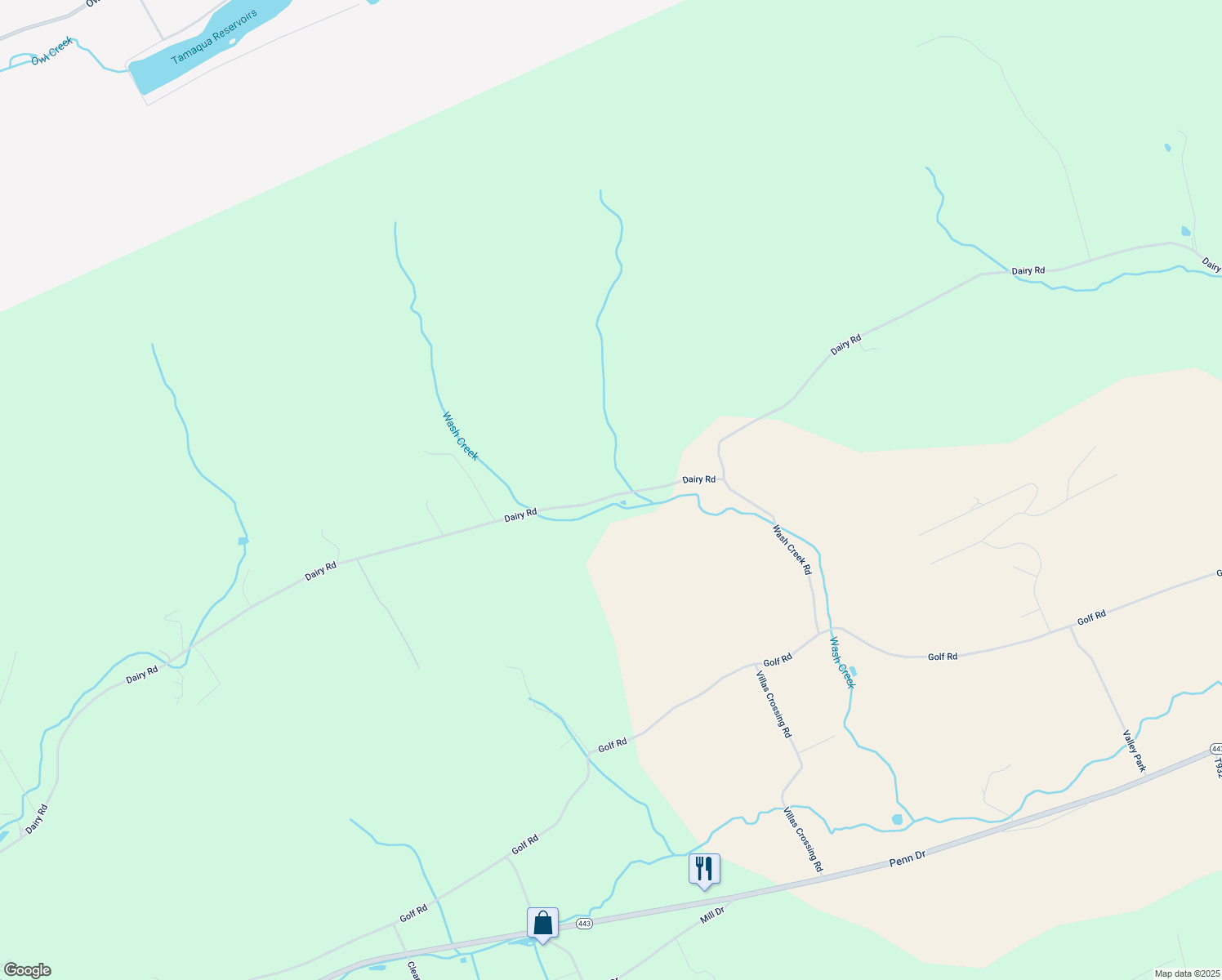 map of restaurants, bars, coffee shops, grocery stores, and more near 469 Dairy Road in Tamaqua