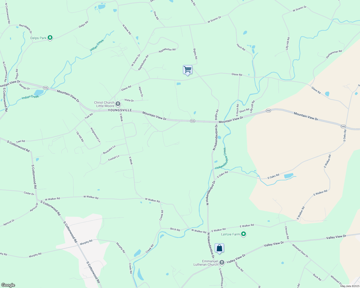 map of restaurants, bars, coffee shops, grocery stores, and more near 3225 Horseshoe Road in Danielsville