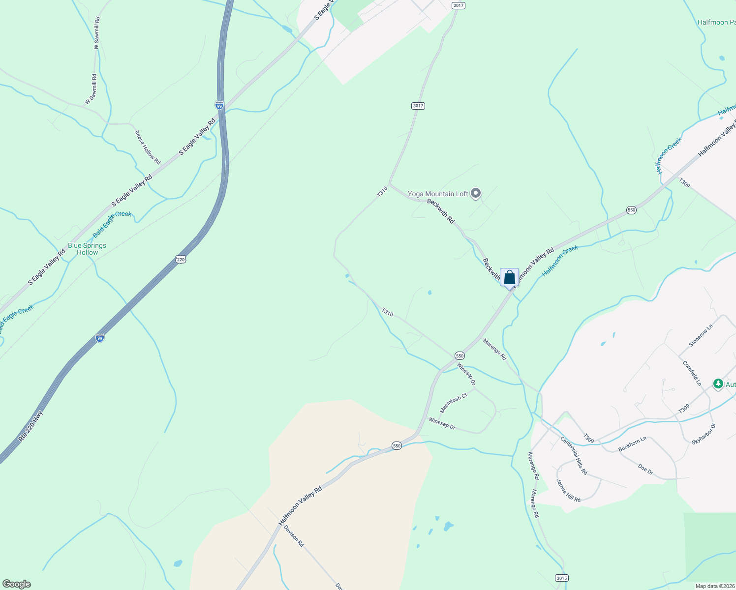 map of restaurants, bars, coffee shops, grocery stores, and more near T310 in Port Matilda