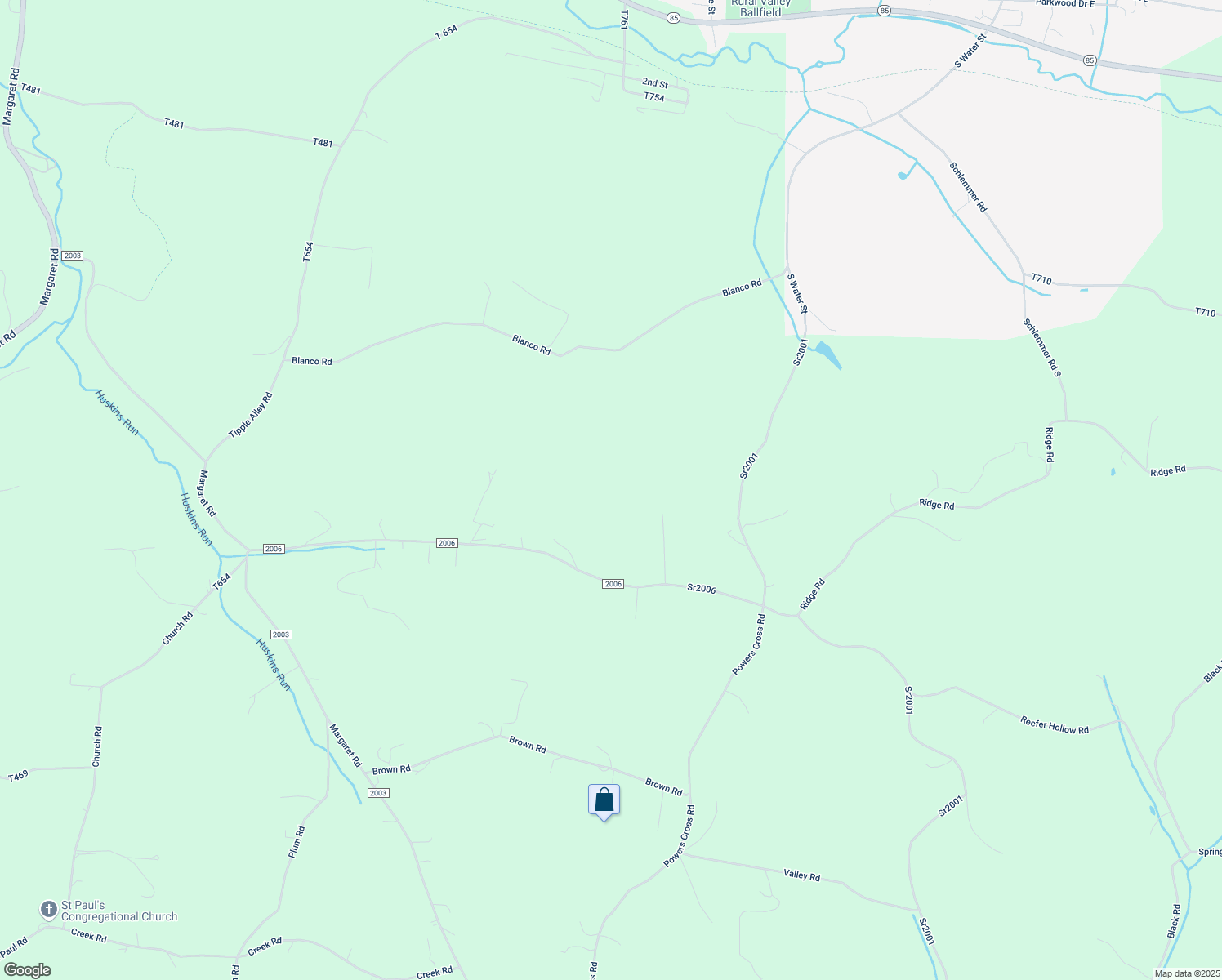 map of restaurants, bars, coffee shops, grocery stores, and more near in Rural Valley