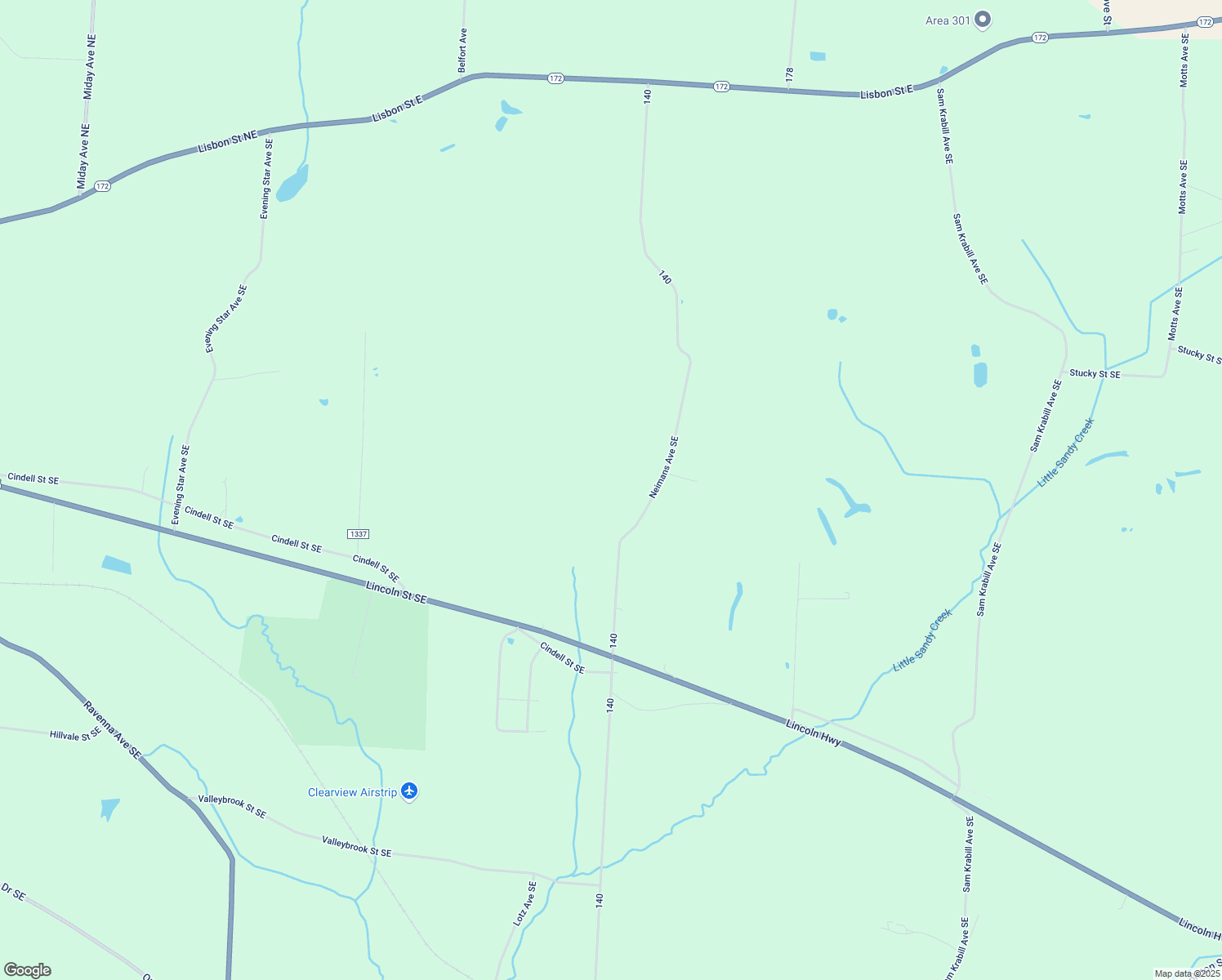 map of restaurants, bars, coffee shops, grocery stores, and more near 1581 Neimans Avenue Southeast in East Canton