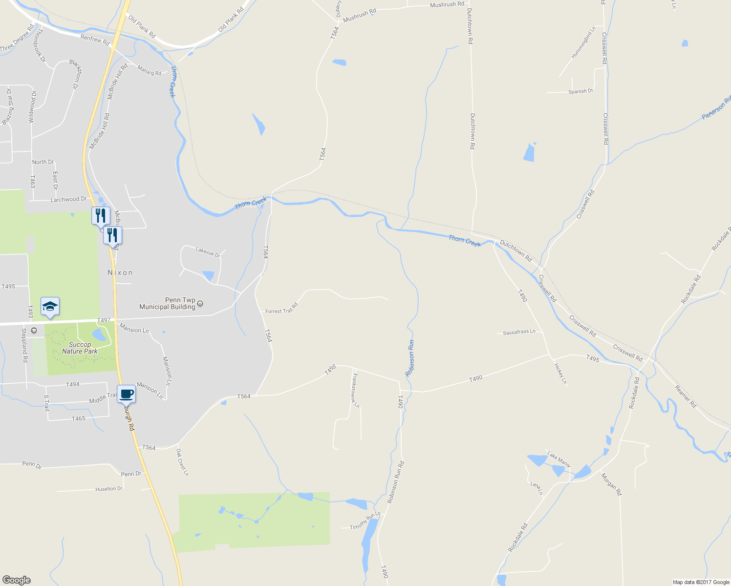 map of restaurants, bars, coffee shops, grocery stores, and more near 7043 Forrest Trail Road in Butler