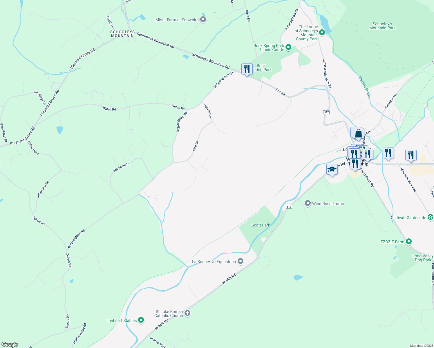 map of restaurants, bars, coffee shops, grocery stores, and more near 10 Alexandra Lane in Washington Township