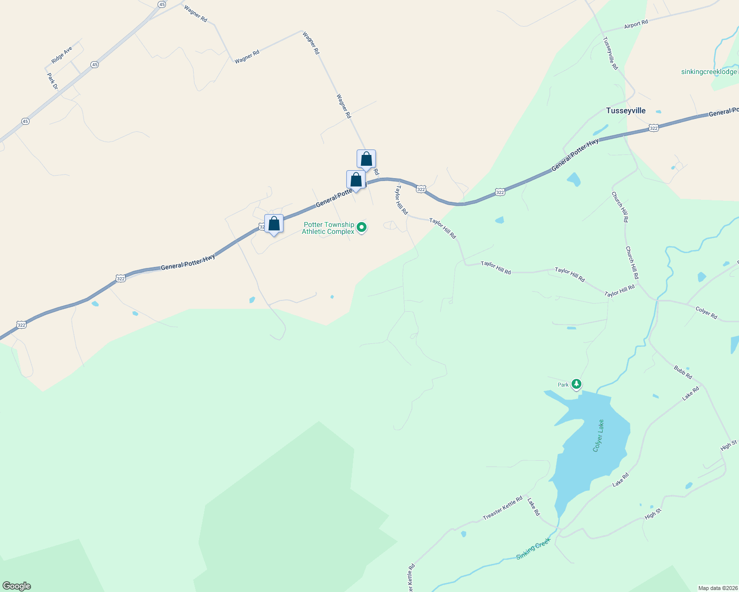 map of restaurants, bars, coffee shops, grocery stores, and more near 138 Zerby Rd in Centre Hall