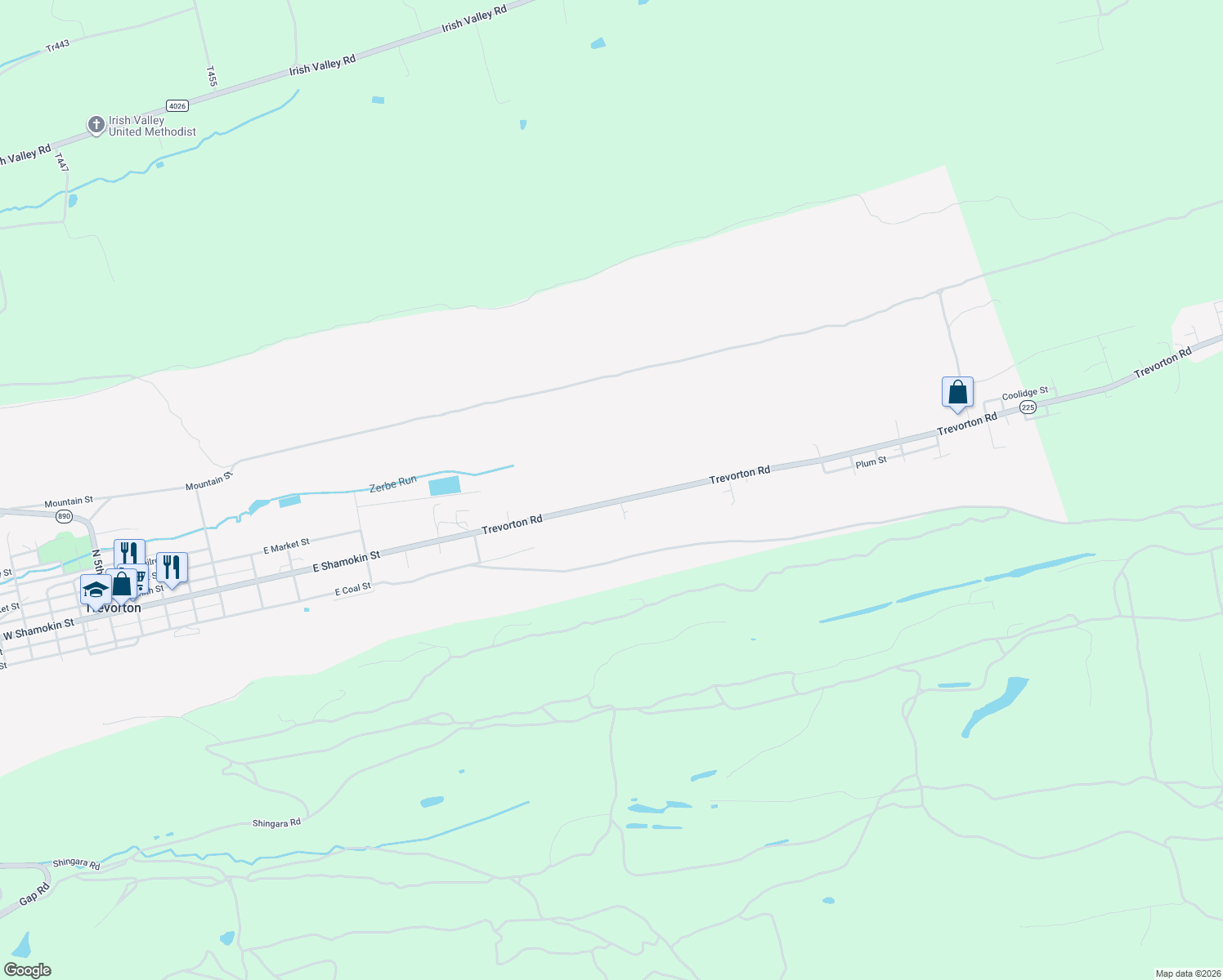 map of restaurants, bars, coffee shops, grocery stores, and more near 209 East Shamokin Street in Shamokin