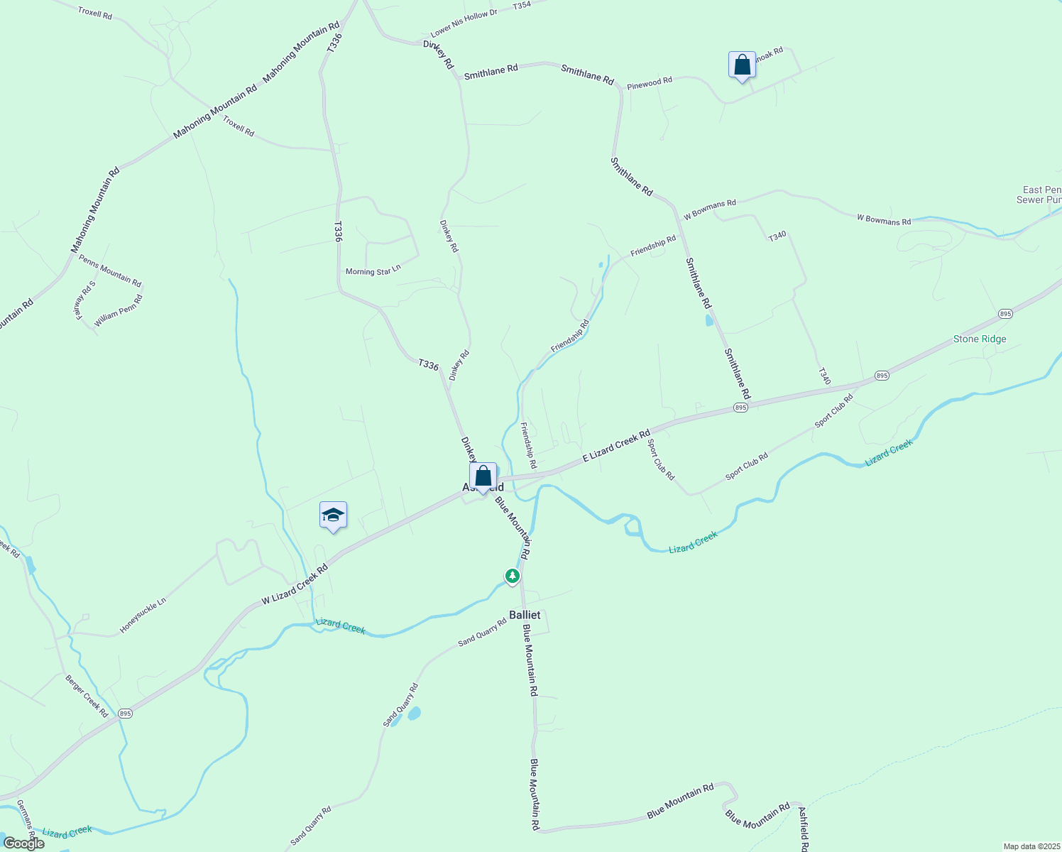 map of restaurants, bars, coffee shops, grocery stores, and more near 112 Friendship Rd in Lehighton