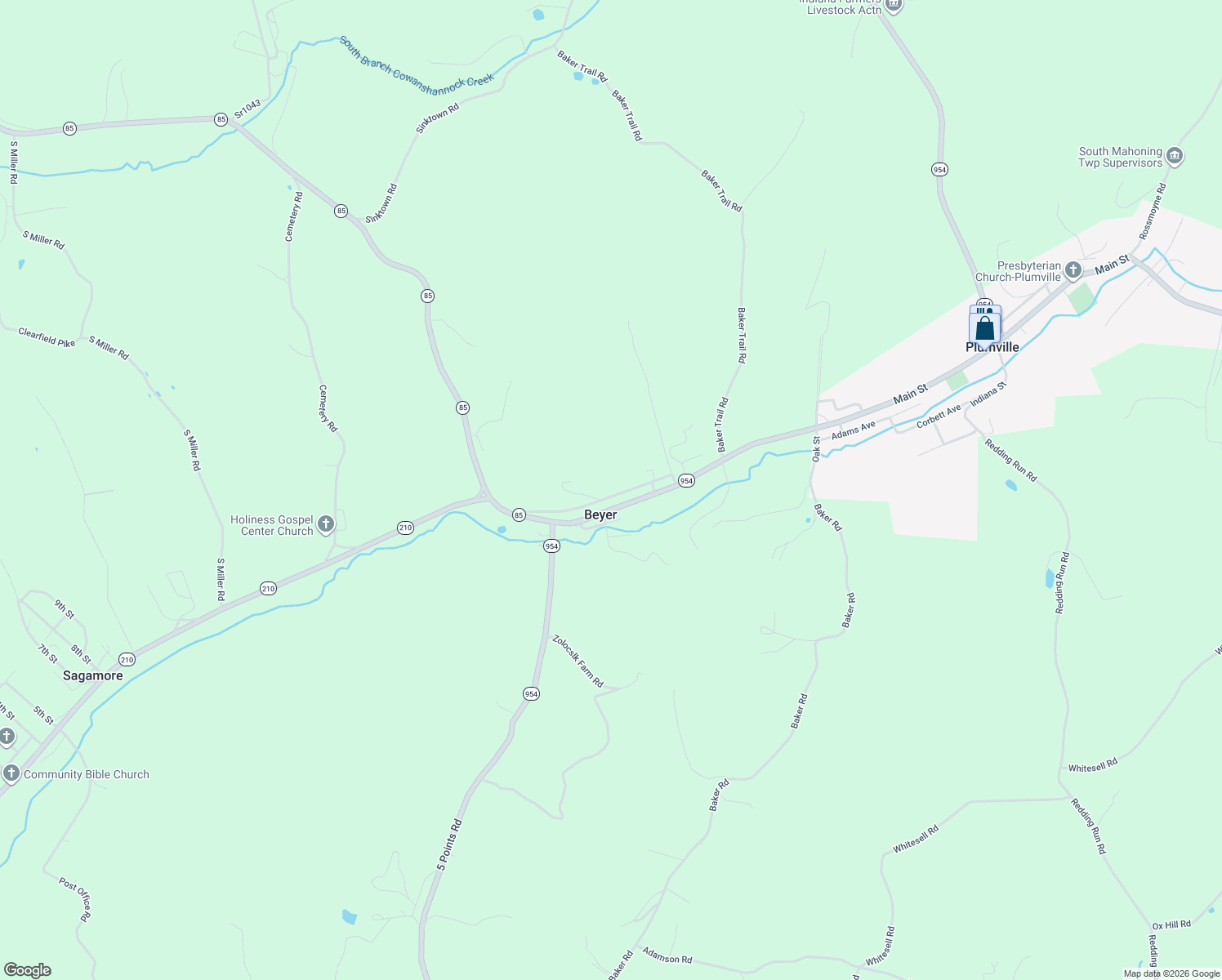 map of restaurants, bars, coffee shops, grocery stores, and more near 160 Ridge Road in Beyer