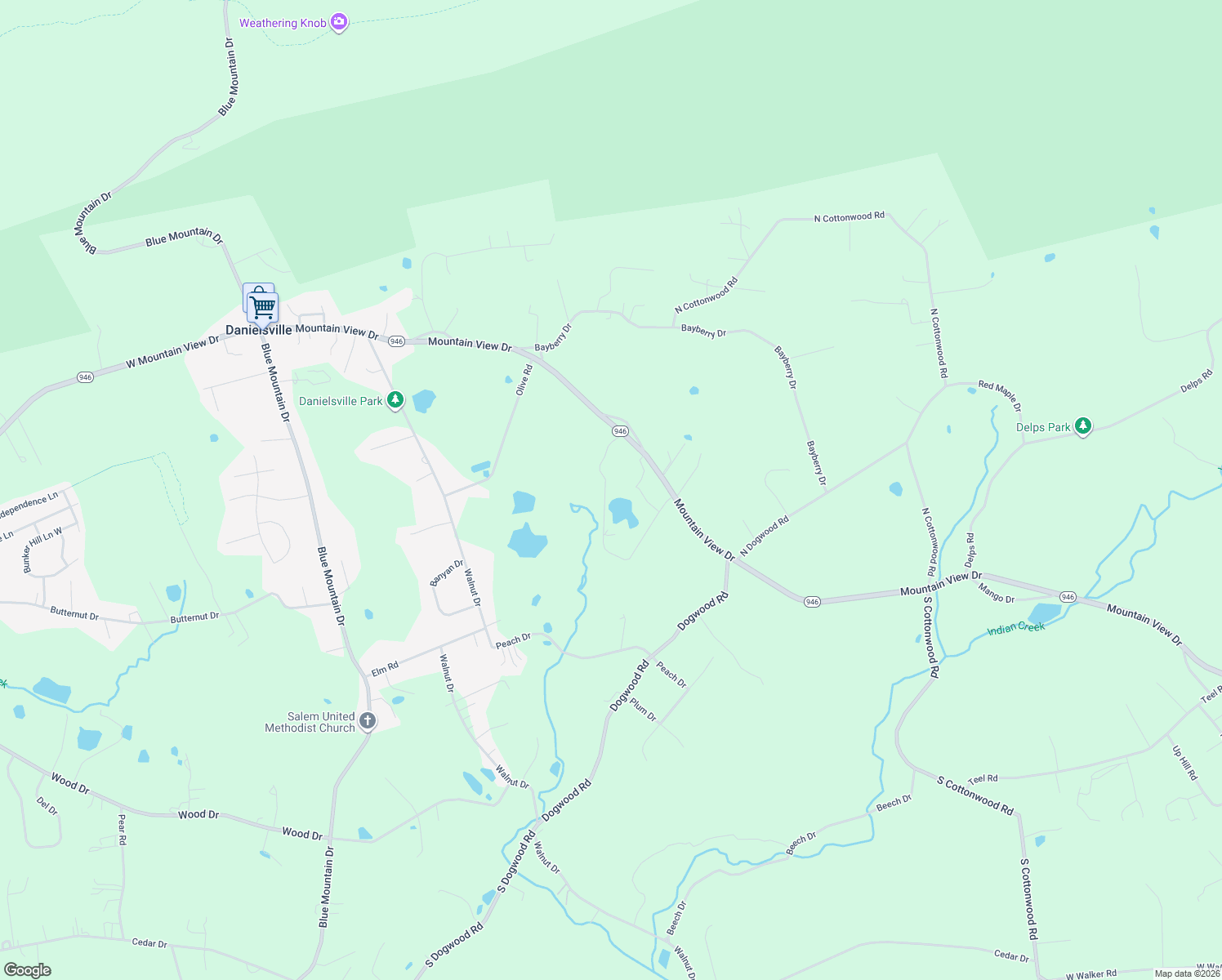 map of restaurants, bars, coffee shops, grocery stores, and more near 1216 West Stateside Drive in Danielsville