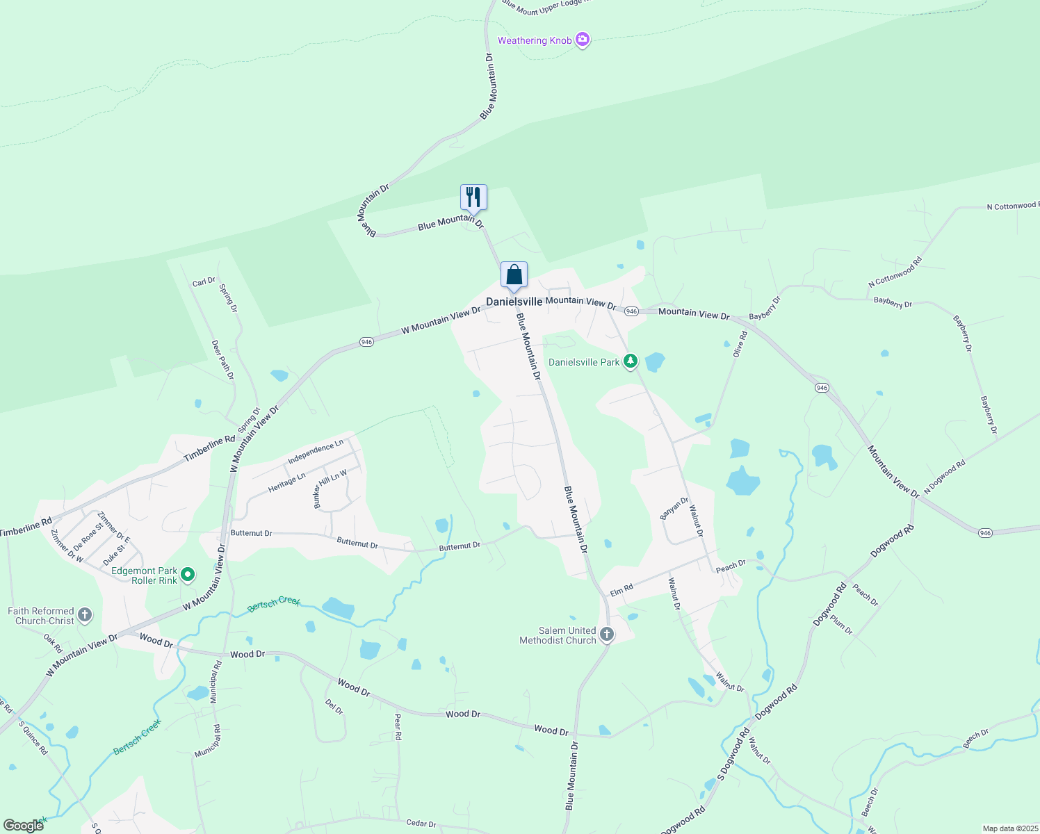 map of restaurants, bars, coffee shops, grocery stores, and more near 4002 Perry Ct E in Danielsville