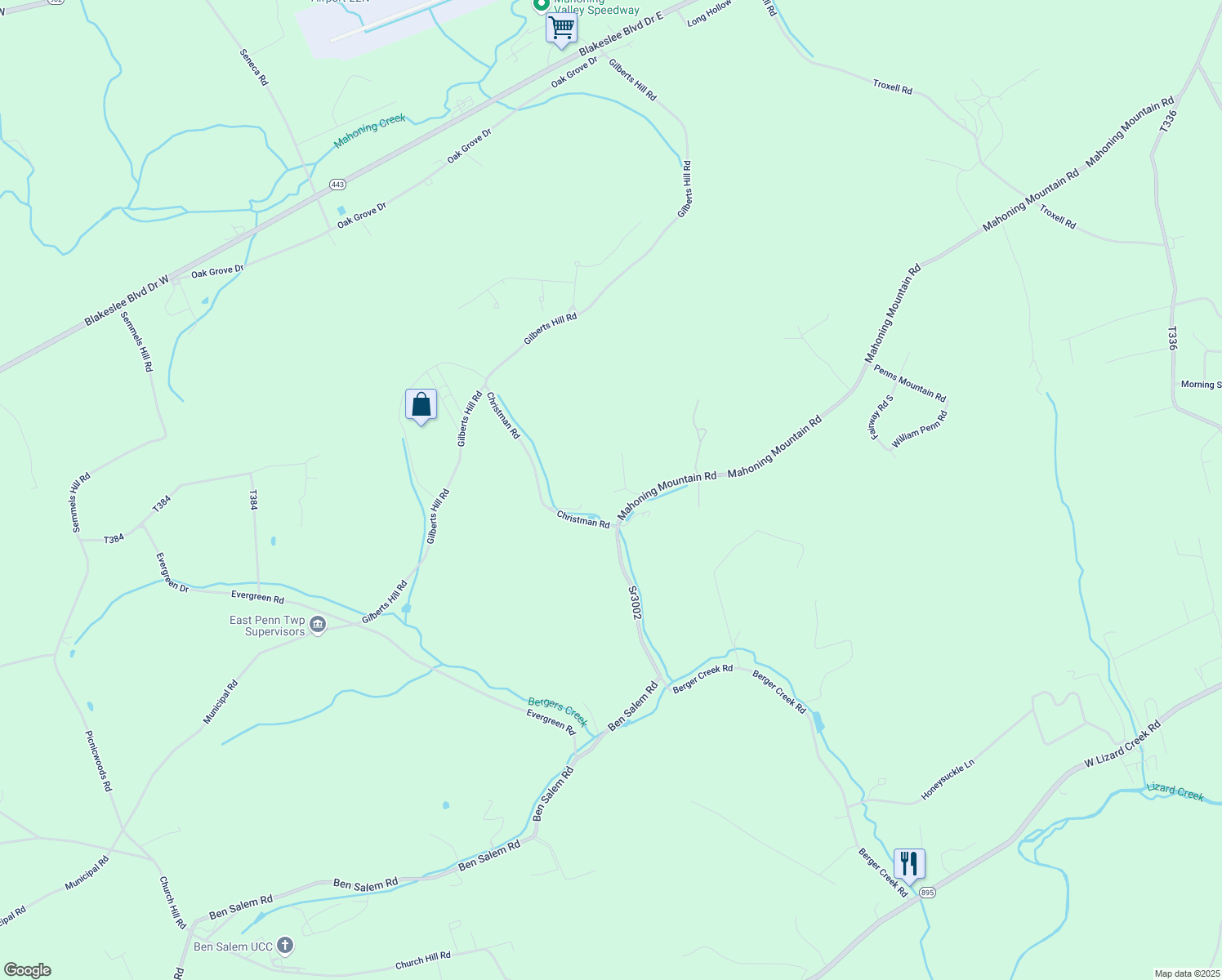 map of restaurants, bars, coffee shops, grocery stores, and more near 142-2 Daubert Lane in Lehighton