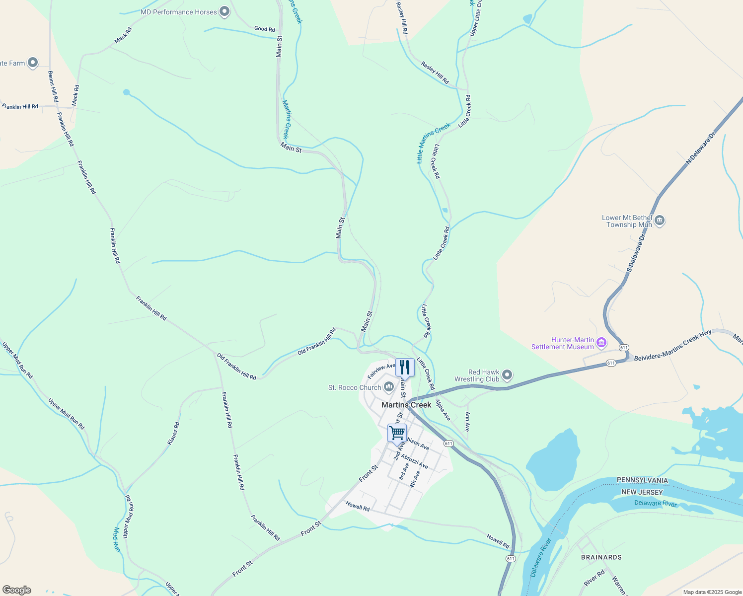 map of restaurants, bars, coffee shops, grocery stores, and more near 7160 Main Street in Bangor