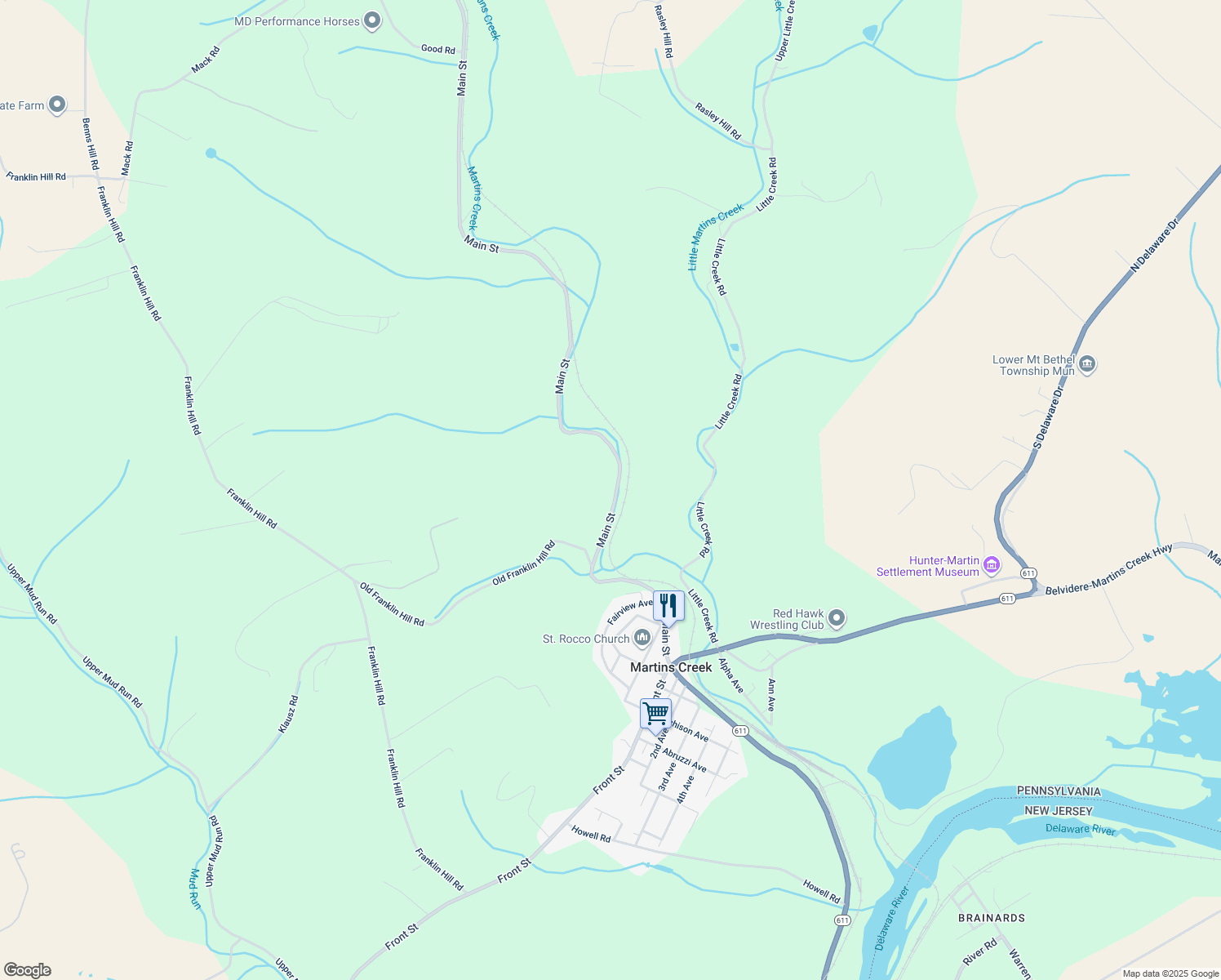 map of restaurants, bars, coffee shops, grocery stores, and more near 7160 Main Street in Bangor