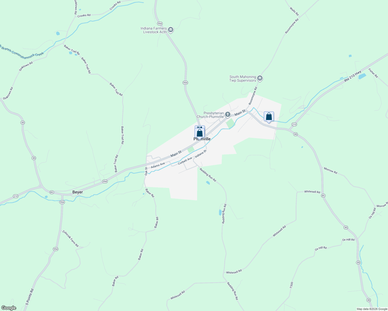 map of restaurants, bars, coffee shops, grocery stores, and more near 261 Corbett Avenue in Plumville