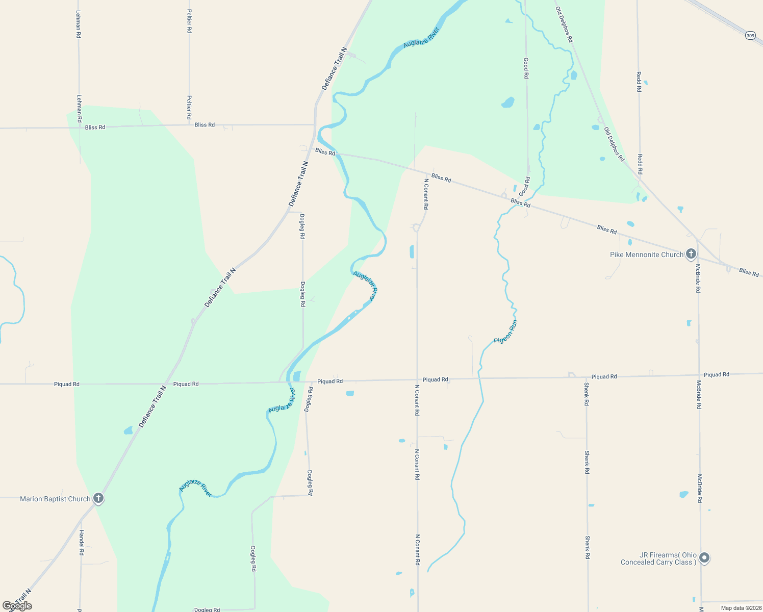 map of restaurants, bars, coffee shops, grocery stores, and more near 3819 North Conant Road in Delphos