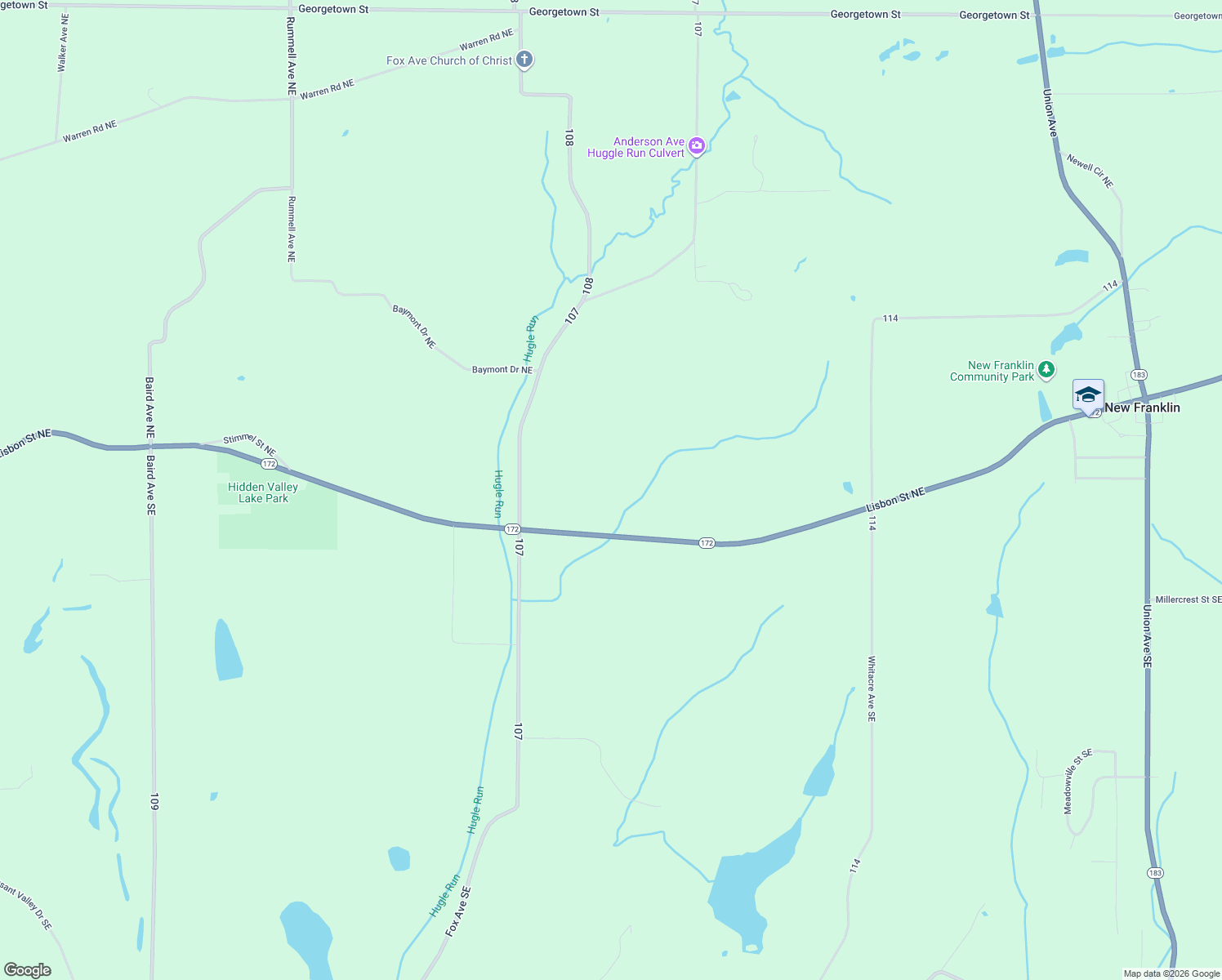 map of restaurants, bars, coffee shops, grocery stores, and more near in New Franklin