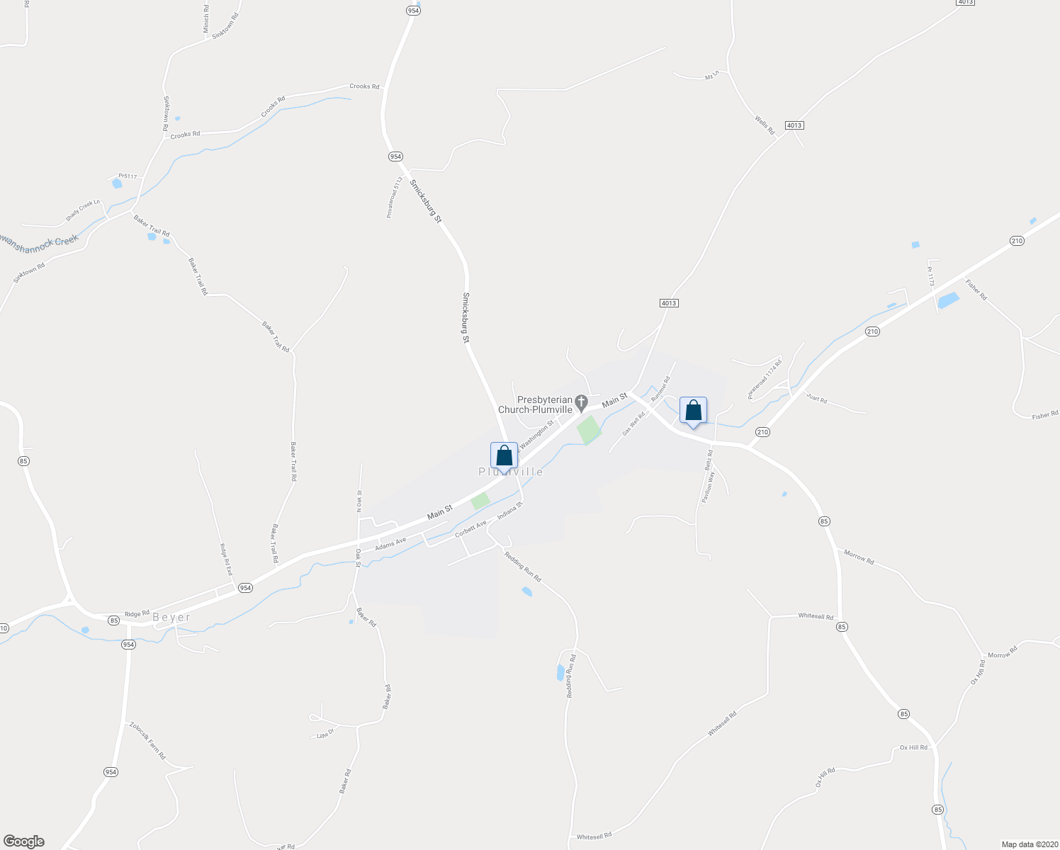 map of restaurants, bars, coffee shops, grocery stores, and more near 197 East Washington Street in Plumville