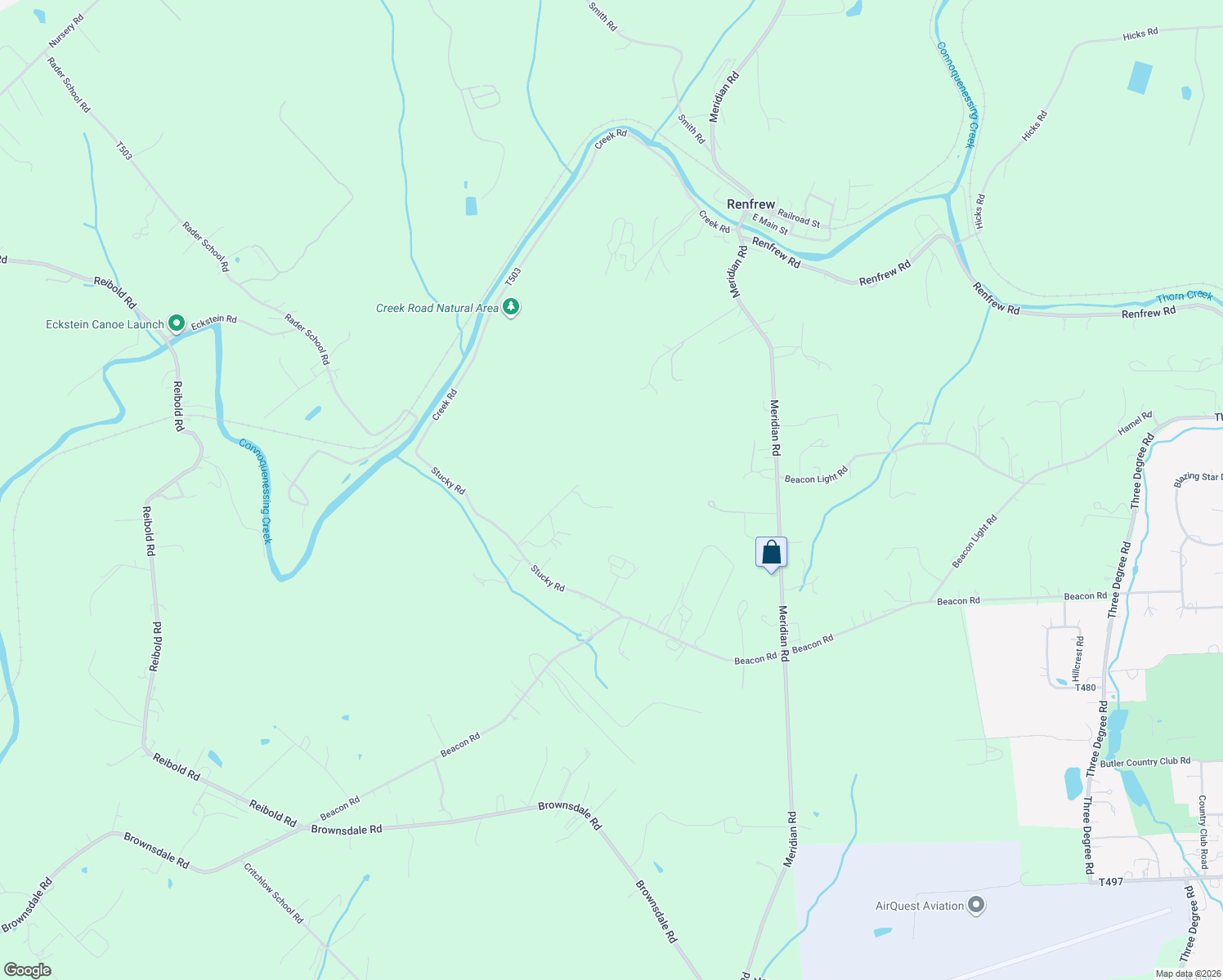 map of restaurants, bars, coffee shops, grocery stores, and more near 150 Spirit Song Drive in Renfrew