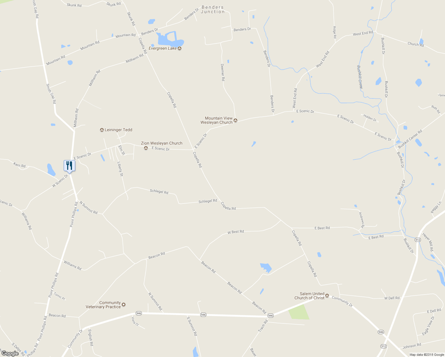 map of restaurants, bars, coffee shops, grocery stores, and more near 882 Copella Road in Bath