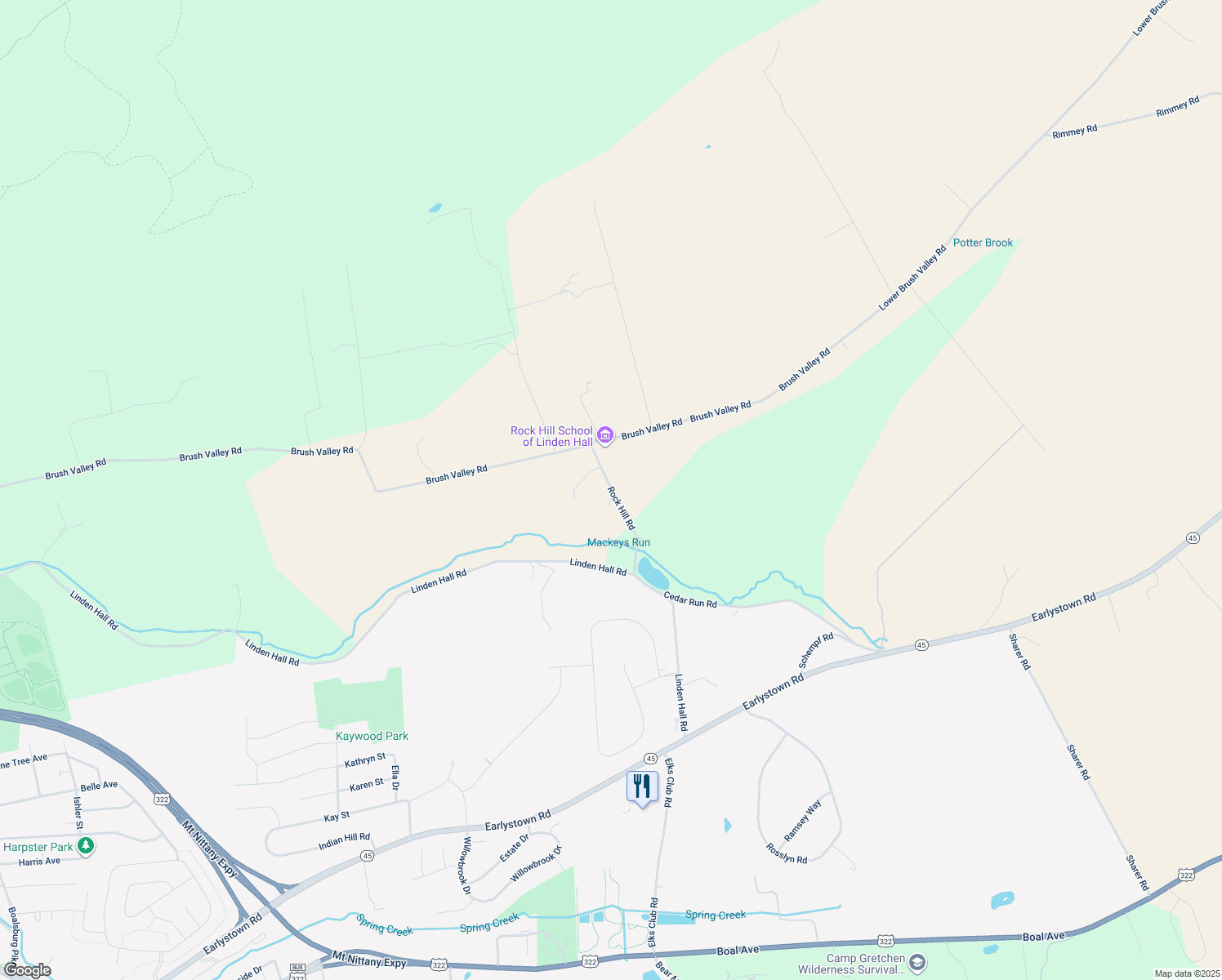 map of restaurants, bars, coffee shops, grocery stores, and more near 176 Rock Hill Road in Centre Hall