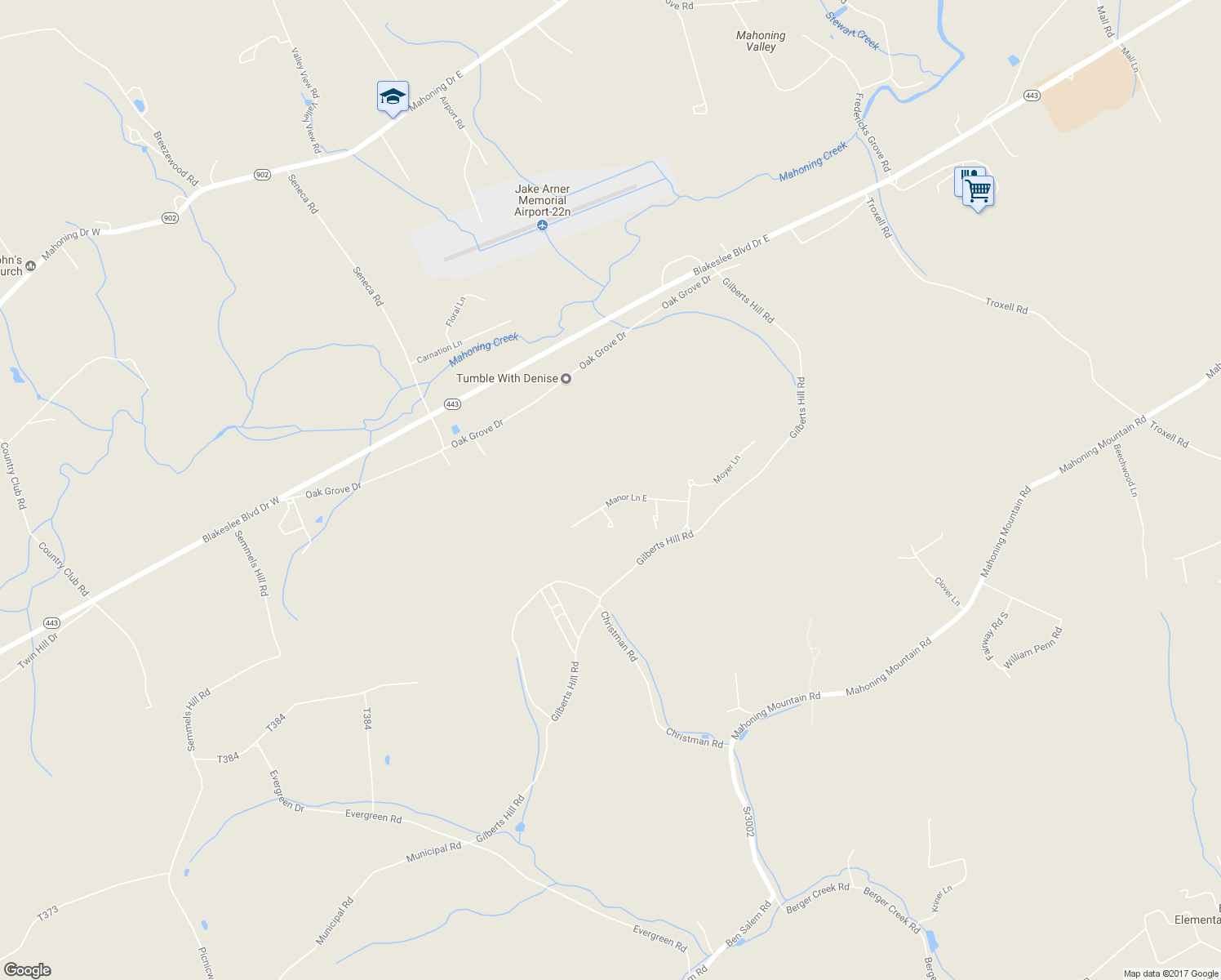 map of restaurants, bars, coffee shops, grocery stores, and more near 49 White Birch Lane in Lehighton