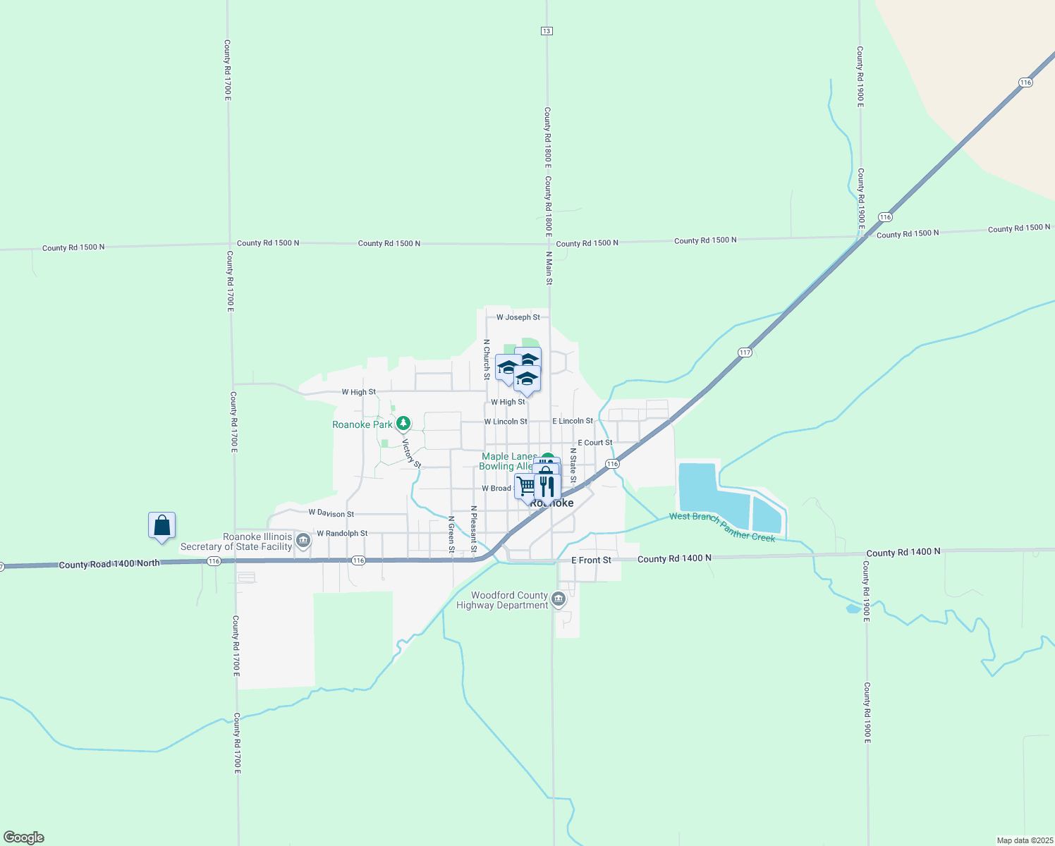 map of restaurants, bars, coffee shops, grocery stores, and more near 198 W Lincoln St in Roanoke